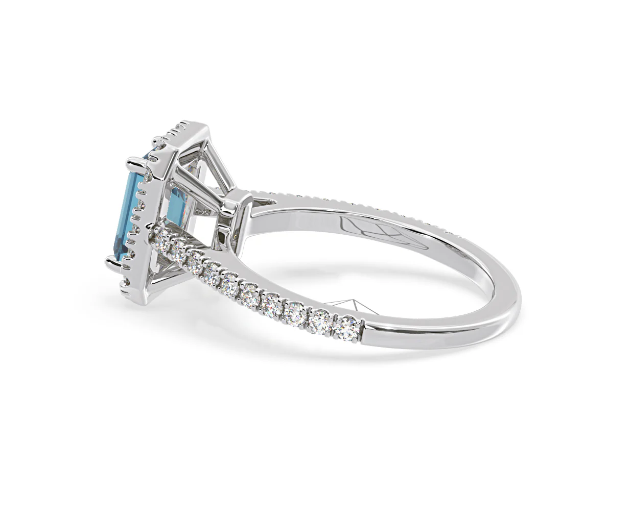 Annabelle Blue Lab Diamond 1.65ct Emerald Cut Halo Ring in 18K White Gold - Elara Collection - Image 31