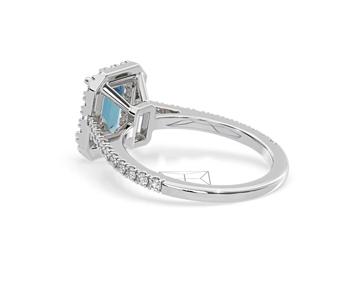 Annabelle Blue Lab Diamond 1.65ct Emerald Cut Halo Ring in 18K White Gold - Elara Collection - Image 36