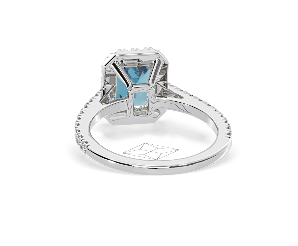 Annabelle Blue Lab Diamond 1.65ct Emerald Cut Halo Ring in 18K White Gold - Elara Collection - Image 44
