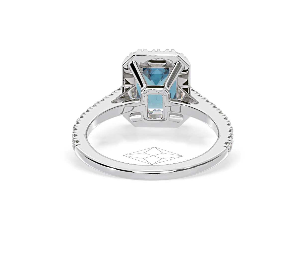 Annabelle Blue Lab Diamond 1.65ct Emerald Cut Halo Ring in 18K White Gold - Elara Collection - Image 47