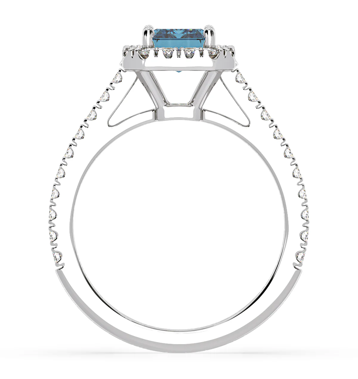 Annabelle Blue Lab Diamond 1.65ct Emerald Cut Halo Ring in 18K White Gold - Elara Collection - Image 5