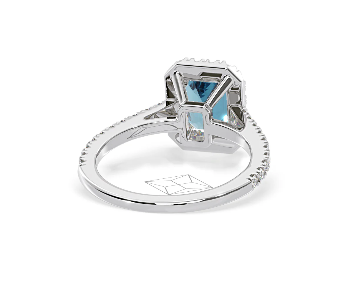 Annabelle Blue Lab Diamond 1.65ct Emerald Cut Halo Ring in 18K White Gold - Elara Collection - Image 50