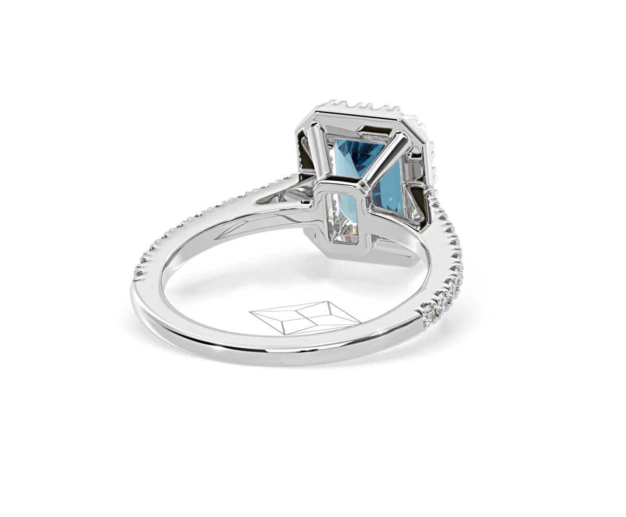 Annabelle Blue Lab Diamond 1.65ct Emerald Cut Halo Ring in 18K White Gold - Elara Collection - Image 51