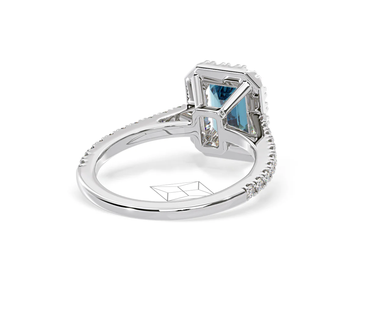 Annabelle Blue Lab Diamond 1.65ct Emerald Cut Halo Ring in 18K White Gold - Elara Collection - Image 52