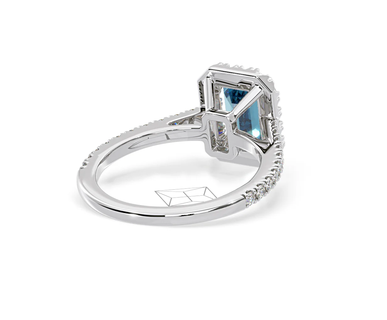 Annabelle Blue Lab Diamond 1.65ct Emerald Cut Halo Ring in 18K White Gold - Elara Collection - Image 53