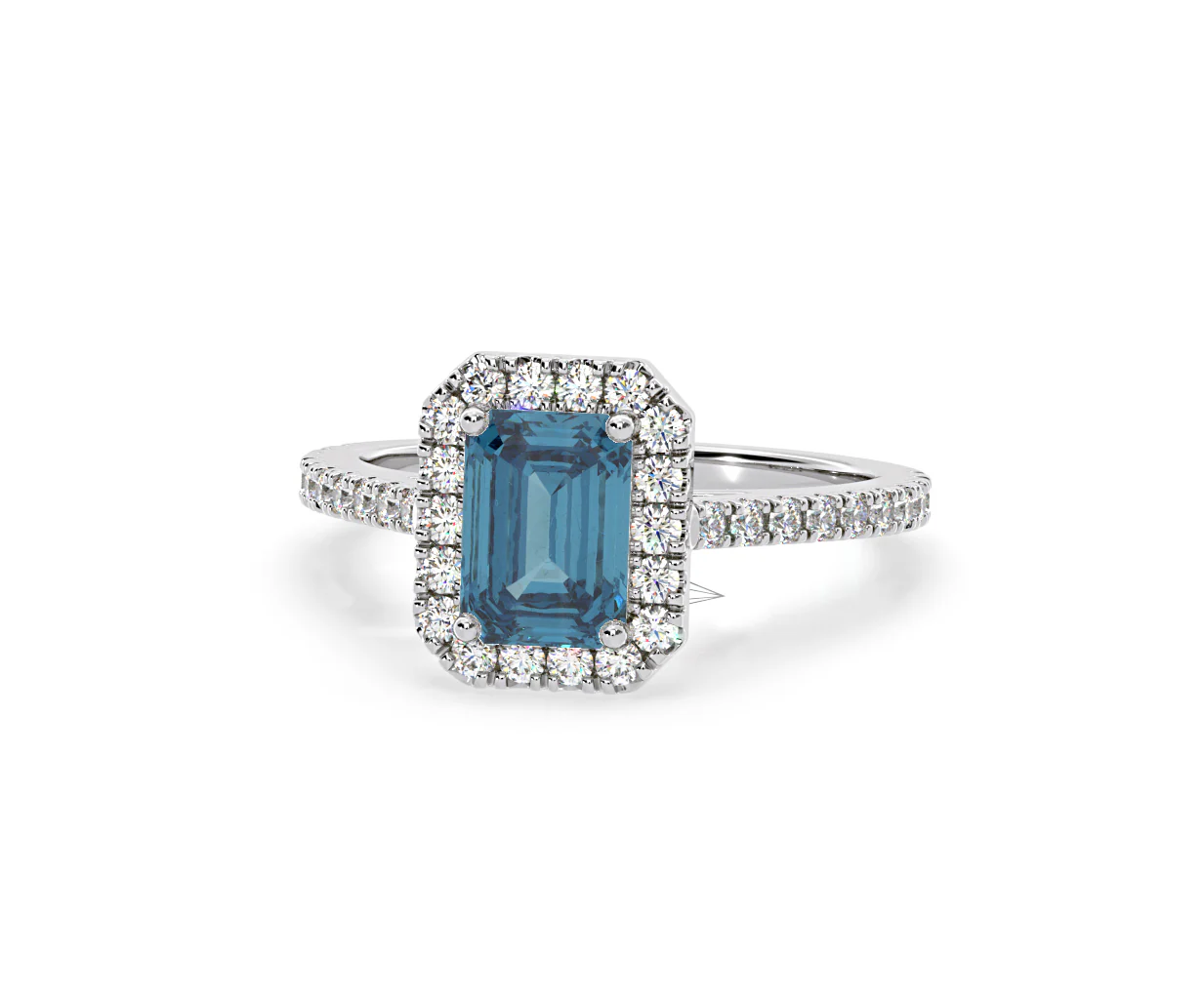 Annabelle Blue Lab Diamond 1.65ct Emerald Cut Halo Ring in 18K White Gold - Elara Collection - Image 9
