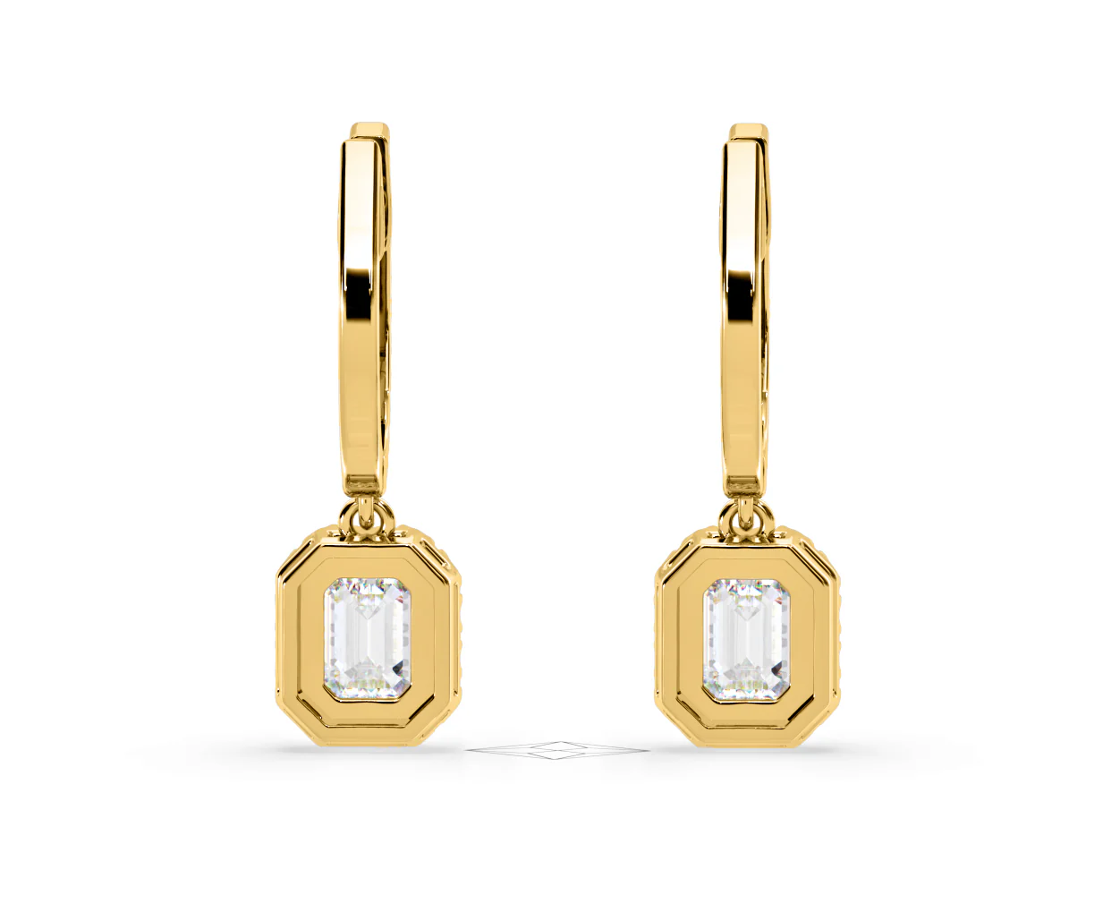 Annabelle Emerald Cut Lab Diamond Halo Drop Earrings 1.48ct in 18K Yellow Gold F/VS1 - Image 47