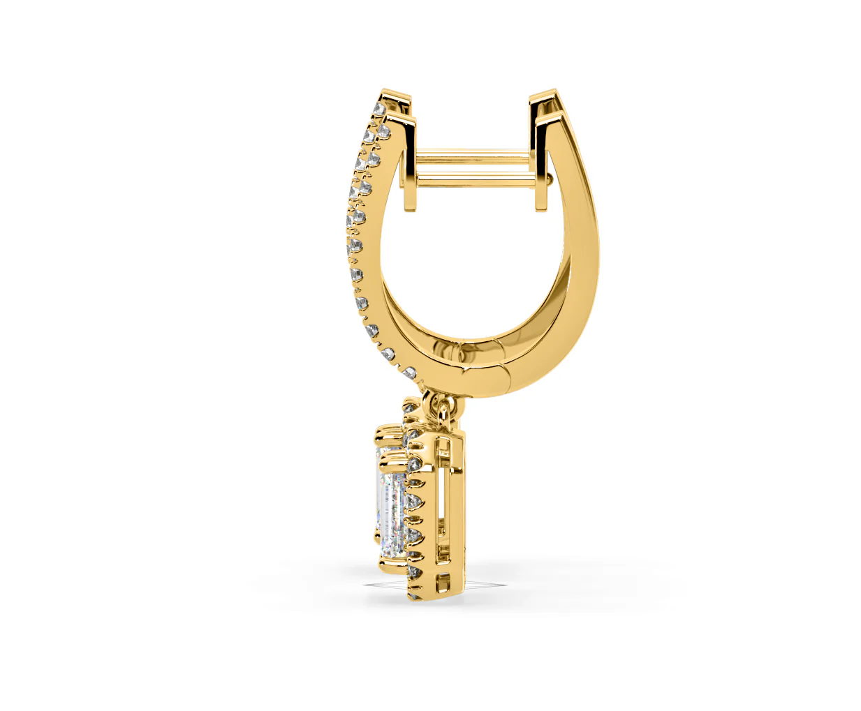 Annabelle Emerald Cut Lab Diamond Halo Drop Earrings 2.78ct in 18K Yellow Gold F/VS1 - Image 27