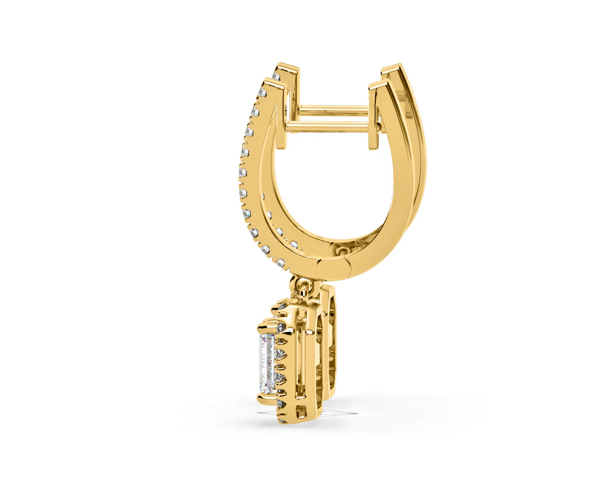 Annabelle Emerald Cut Lab Diamond Halo Drop Earrings 2.78ct in 18K Yellow Gold F/VS1 - Image 28