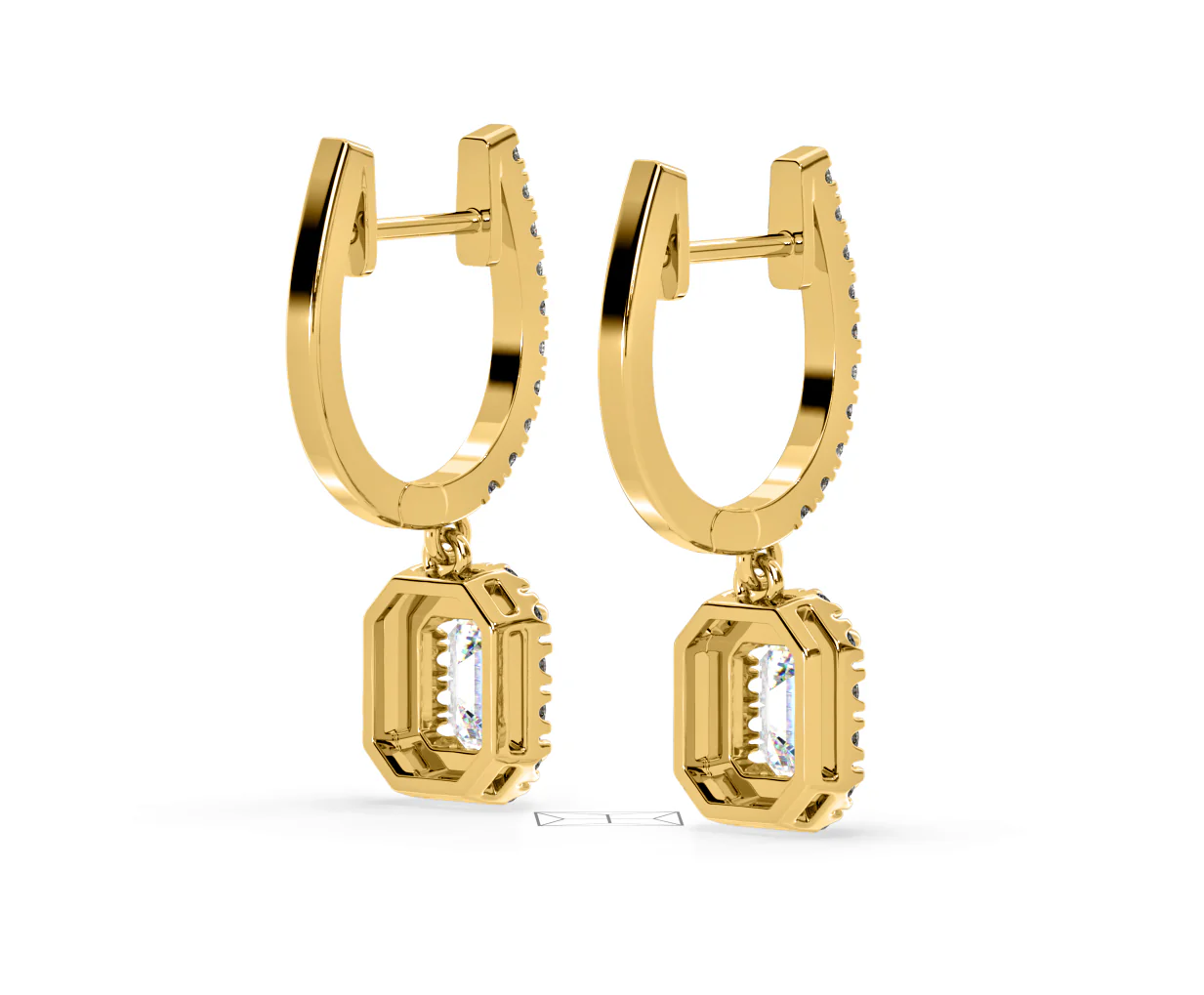 Annabelle Emerald Cut Lab Diamond Halo Drop Earrings 2.78ct in 18K Yellow Gold F/VS1 - Image 56