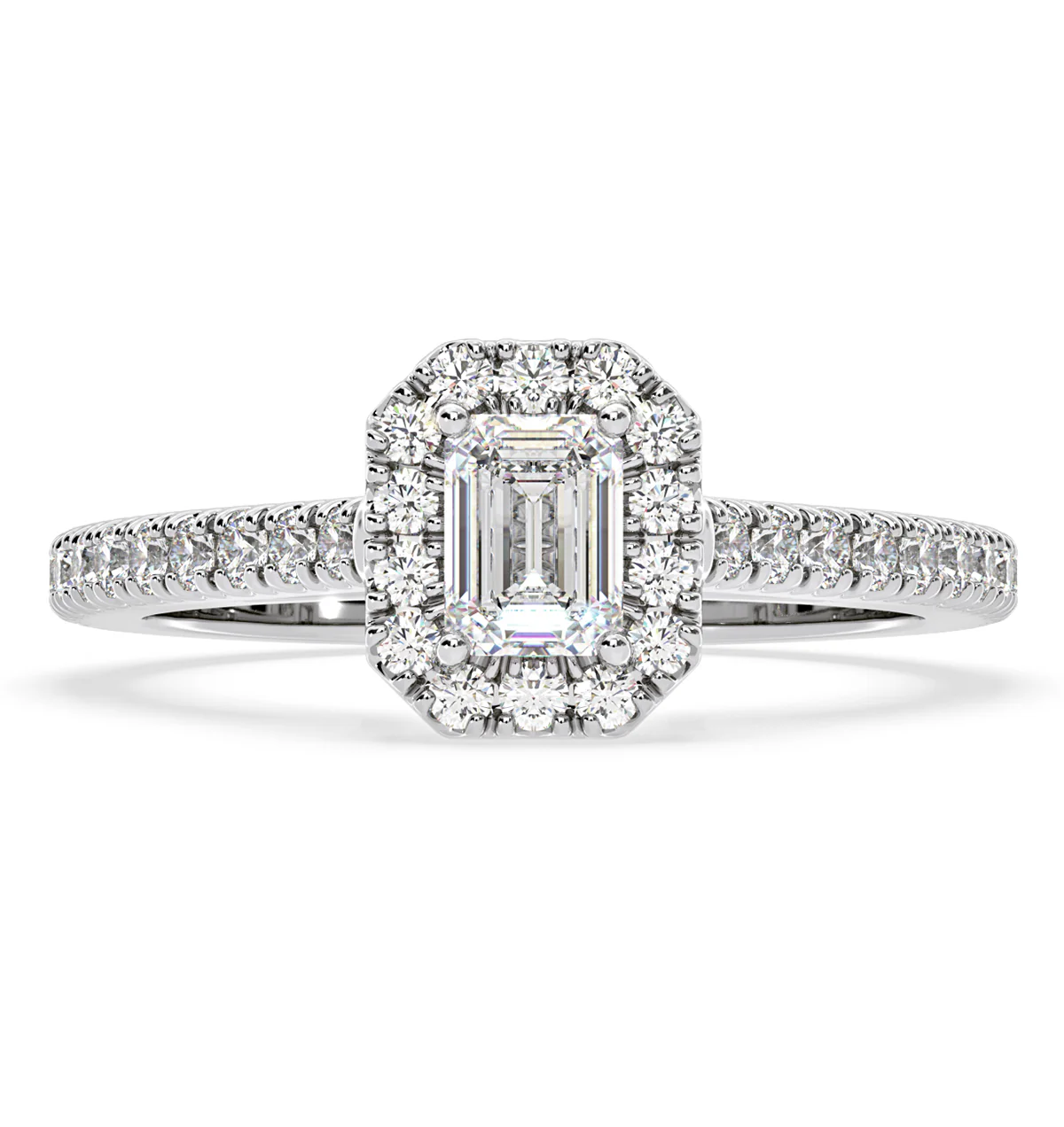 Annabelle Diamond Halo Engagement Ring 18K White Gold 1ct G/VS1 - Image 3