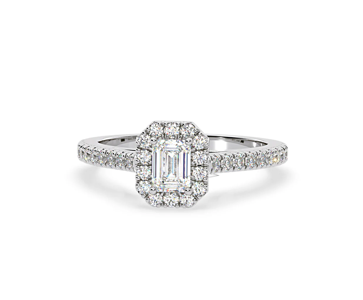 Annabelle Diamond Halo Engagement Ring 18K White Gold 1ct G/VS1 - Image 8