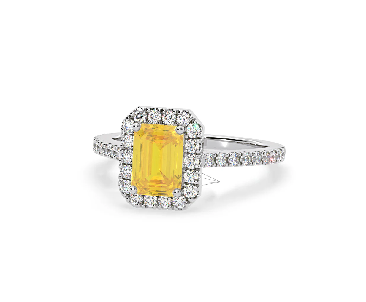 Annabelle Yellow Lab Diamond 1.65ct Emerald Cut Halo Ring in Platinum - Elara Collection - Image 11