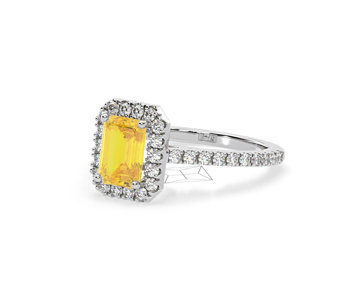 Annabelle Yellow Lab Diamond 1.65ct Emerald Cut Halo Ring in Platinum - Elara Collection - Image 15