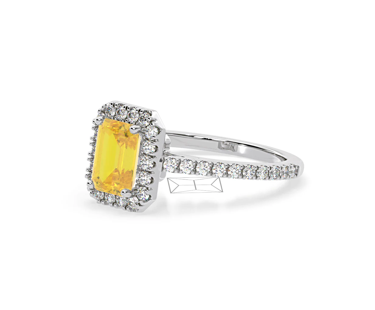 Annabelle Yellow Lab Diamond 1.65ct Emerald Cut Halo Ring in Platinum - Elara Collection - Image 17