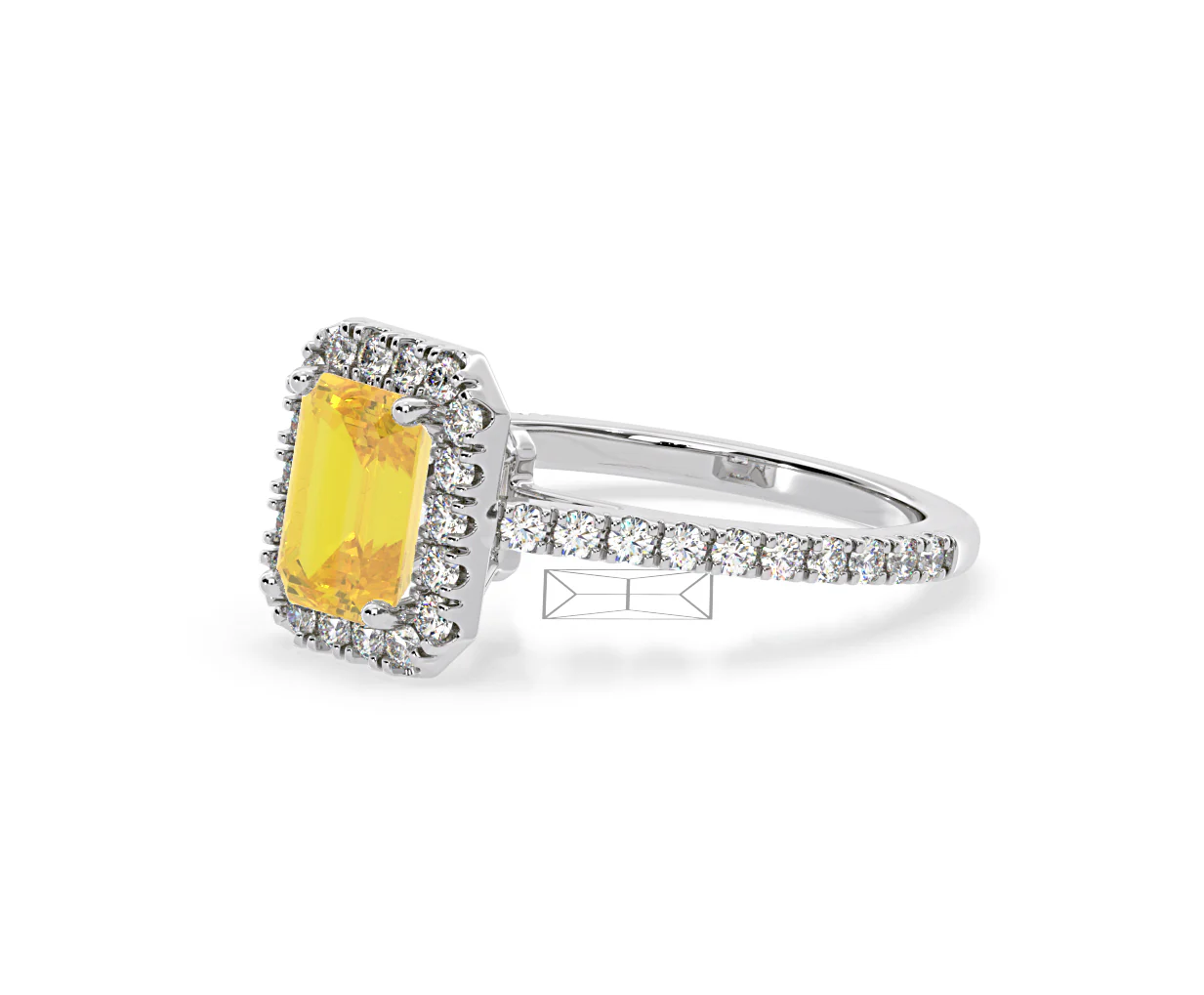 Annabelle Yellow Lab Diamond 1.65ct Emerald Cut Halo Ring in Platinum - Elara Collection - Image 18