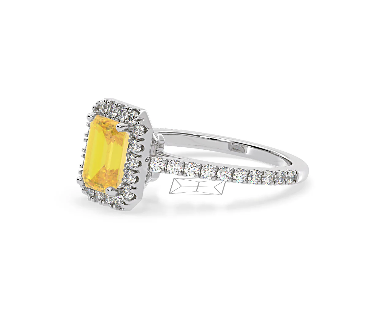Annabelle Yellow Lab Diamond 1.65ct Emerald Cut Halo Ring in Platinum - Elara Collection - Image 19
