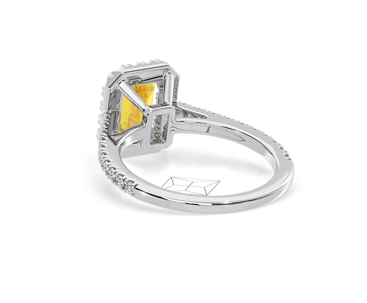 Annabelle Yellow Lab Diamond 1.65ct Emerald Cut Halo Ring in Platinum - Elara Collection - Image 41