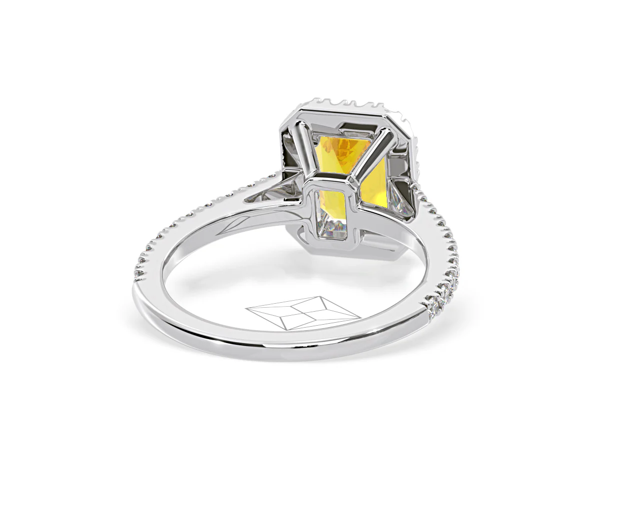 Annabelle Yellow Lab Diamond 1.65ct Emerald Cut Halo Ring in Platinum - Elara Collection - Image 51