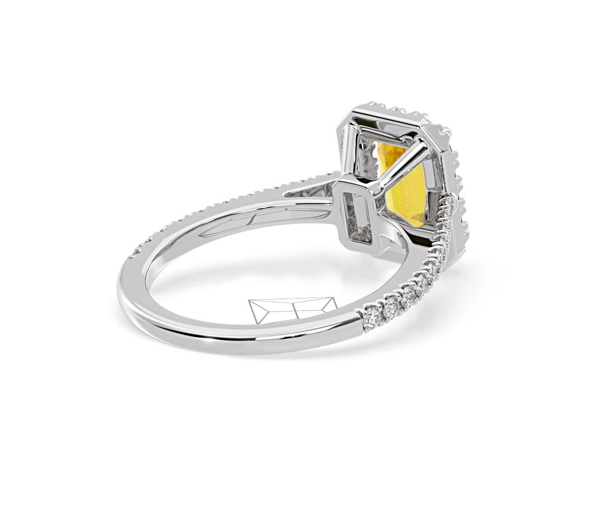 Annabelle Yellow Lab Diamond 1.65ct Emerald Cut Halo Ring in Platinum - Elara Collection - Image 56