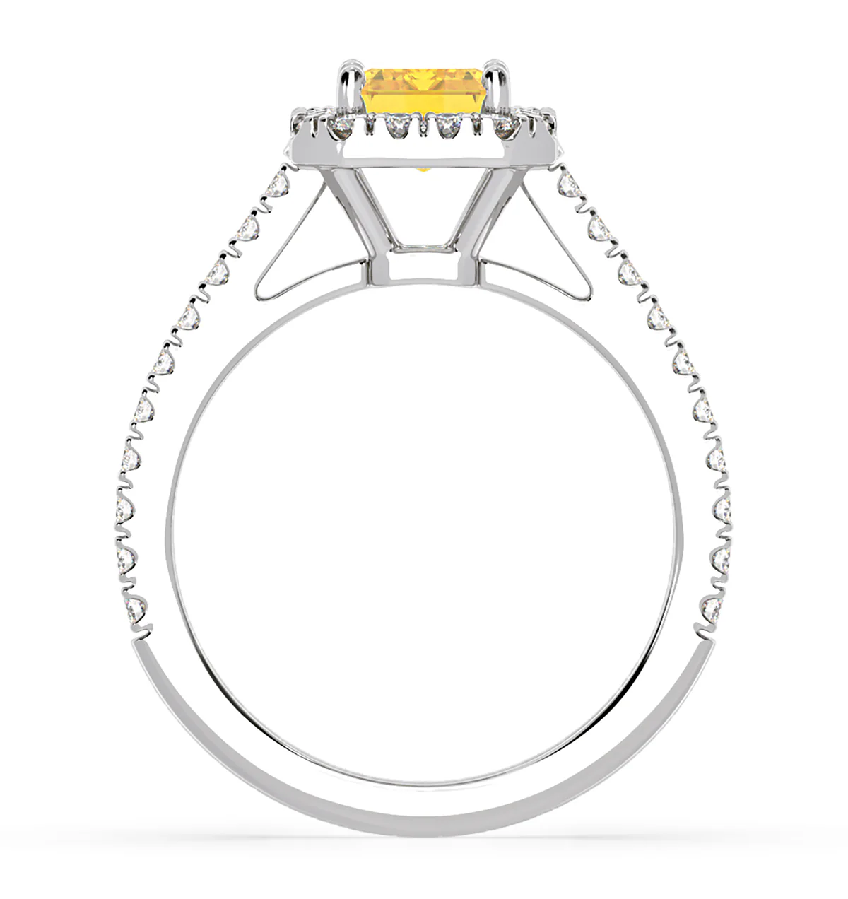 Annabelle Yellow Lab Diamond 1.65ct Emerald Cut Halo Ring in Platinum - Elara Collection - Image 6
