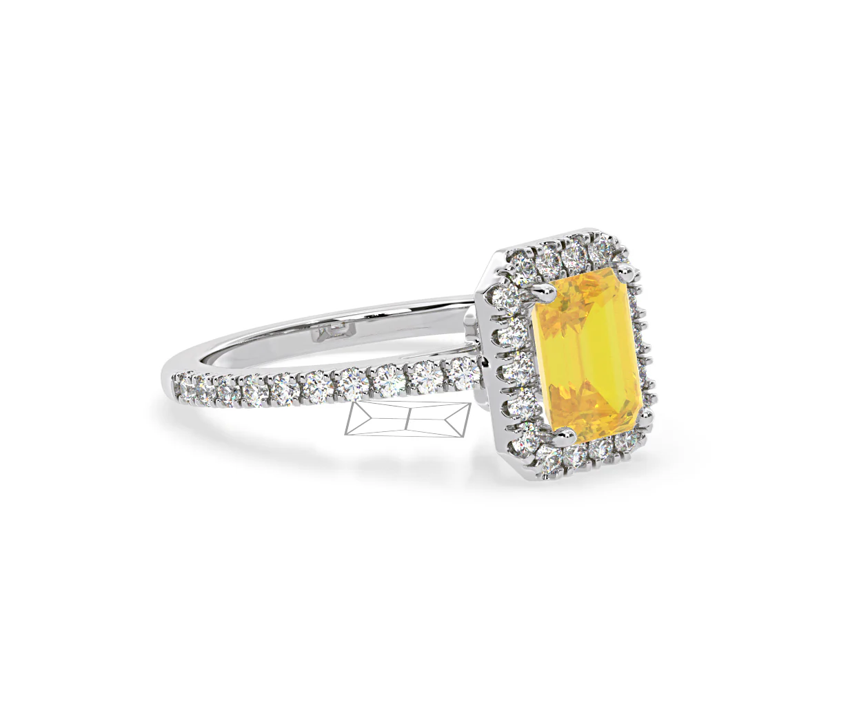 Annabelle Yellow Lab Diamond 1.65ct Emerald Cut Halo Ring in Platinum - Elara Collection - Image 78