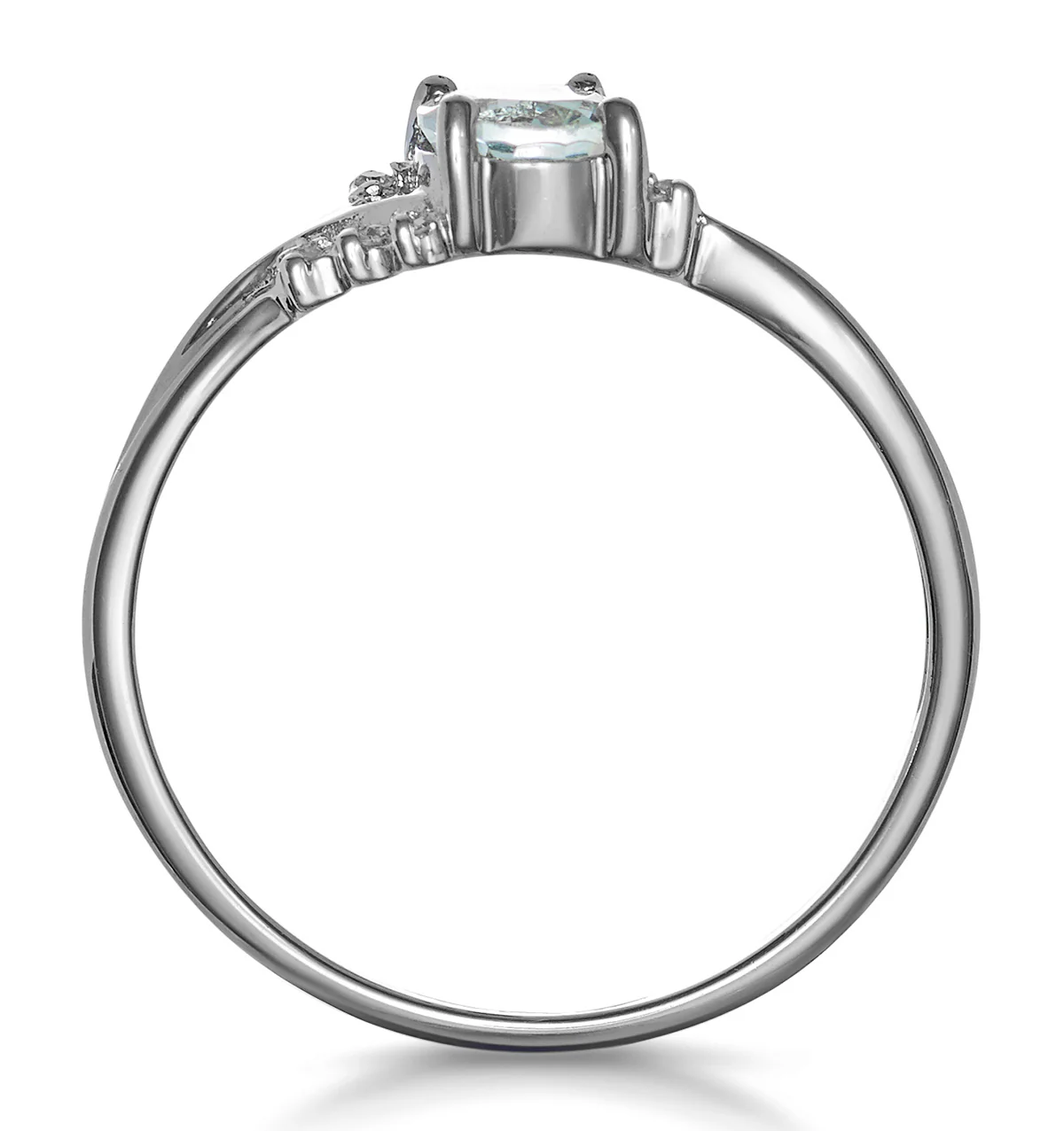 Aquamarine 0.70CT And Diamond 18K White Gold Ring N4442 - Image 3