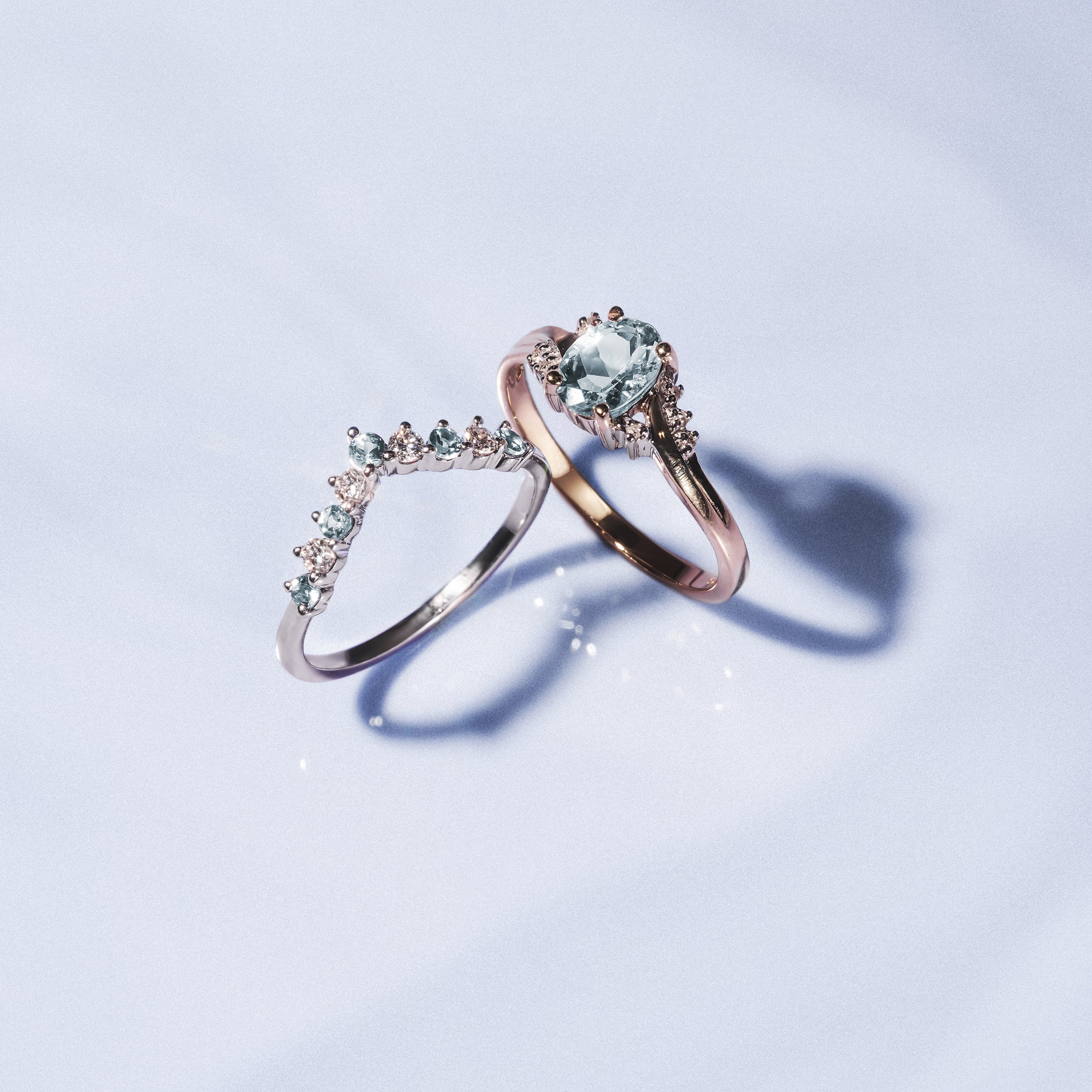 Aquamarine 0.70CT And Diamond 18K White Gold Ring N4442 - Image 6