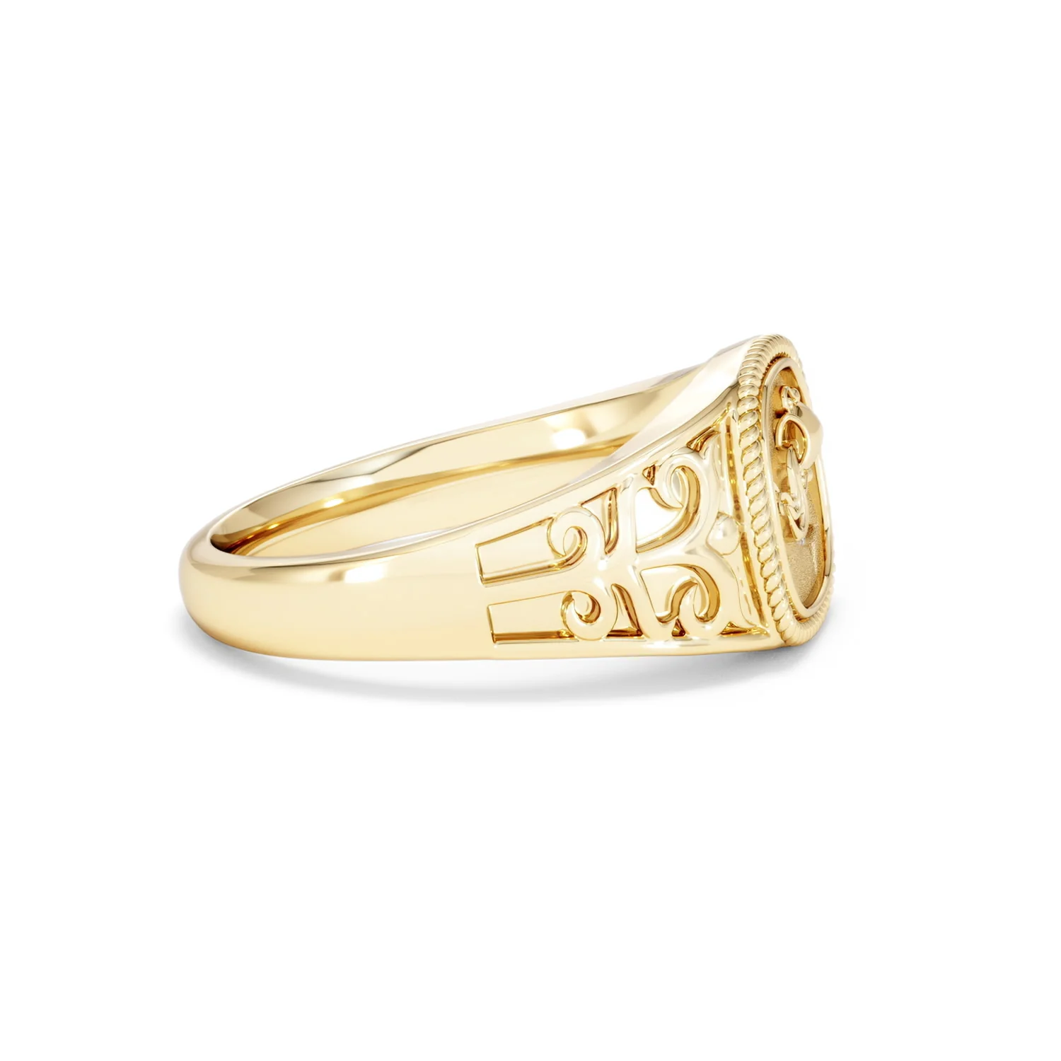 Aquarius Zodiac 0.01ct Lab Diamond Signet Ring in 18K Gold Vermeil - Image 24
