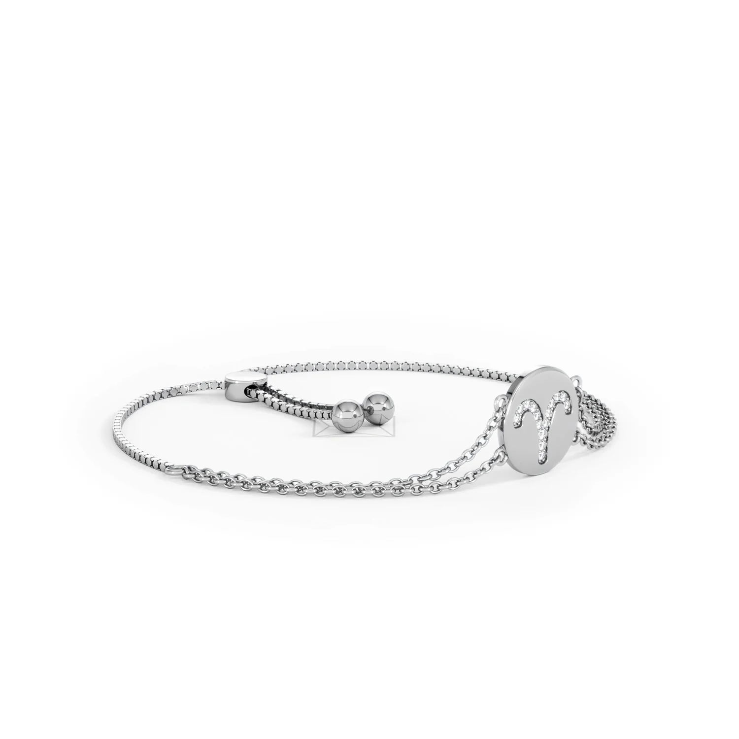 Astrology Aries 0.07ct Lab Grown Diamond Adjustable Medallion Bracelet Sterling Silver - Image 19