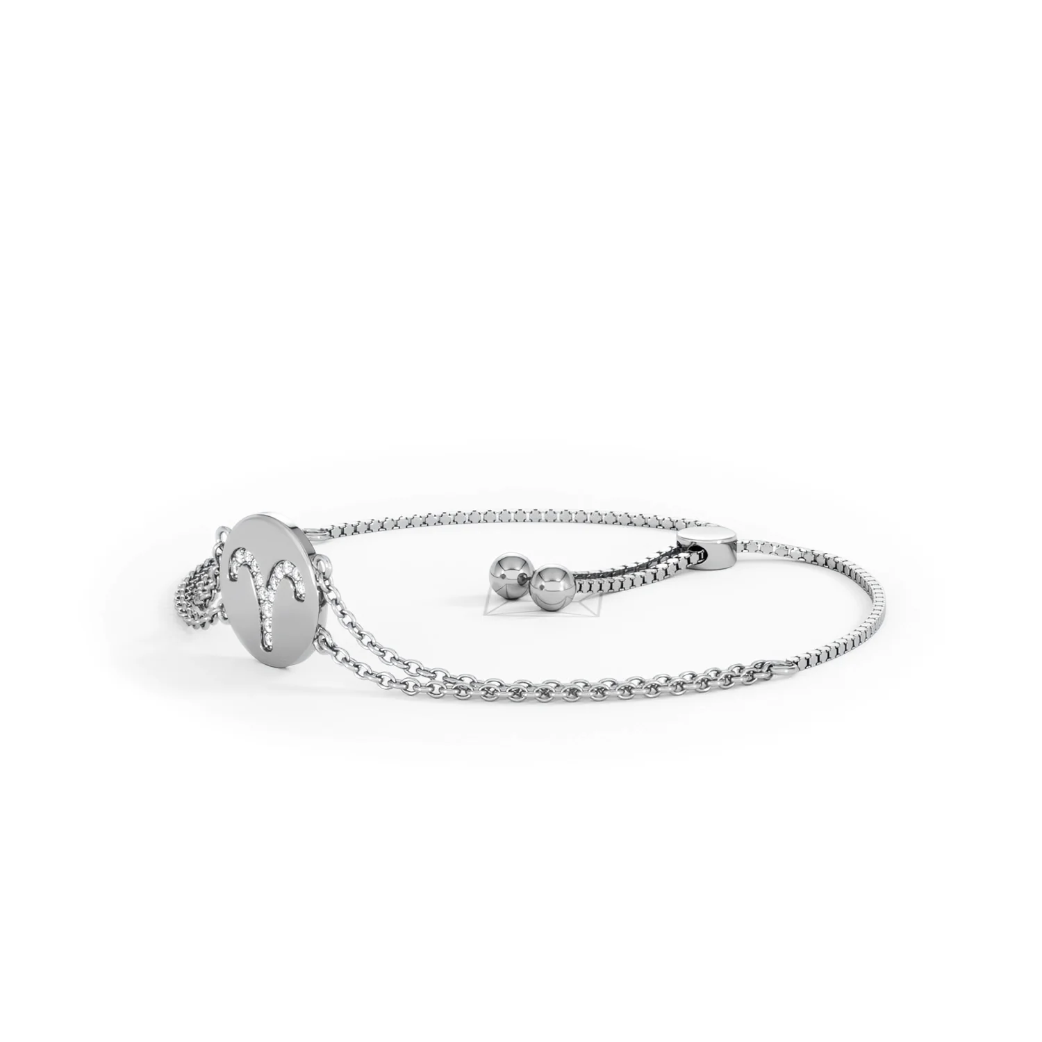 Astrology Aries 0.07ct Lab Grown Diamond Adjustable Medallion Bracelet Sterling Silver - Image 78