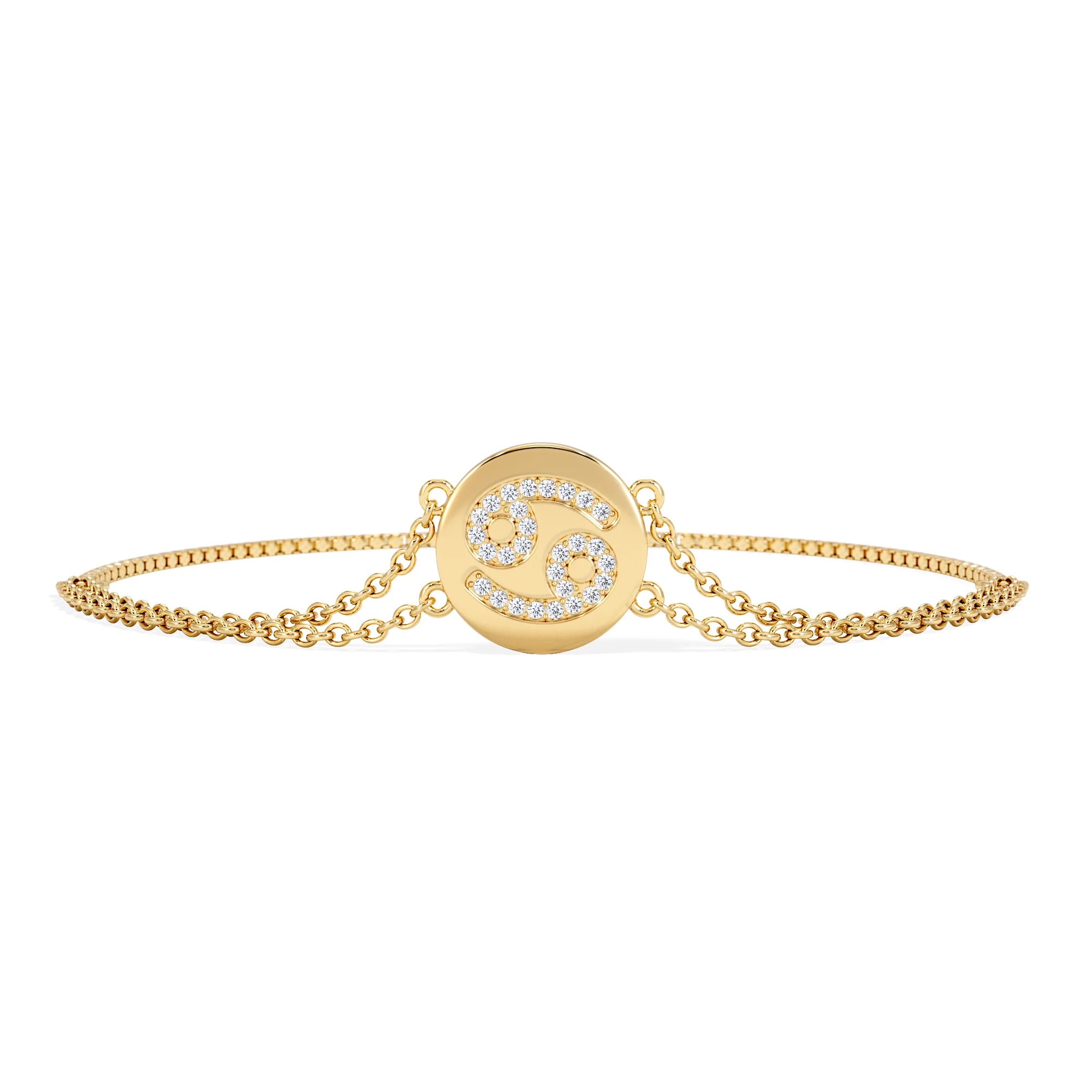 Astrology Cancer 0.07ct Lab Grown Diamond Adjustable Medallion Bracelet 18K Gold Vermeil - Image 3