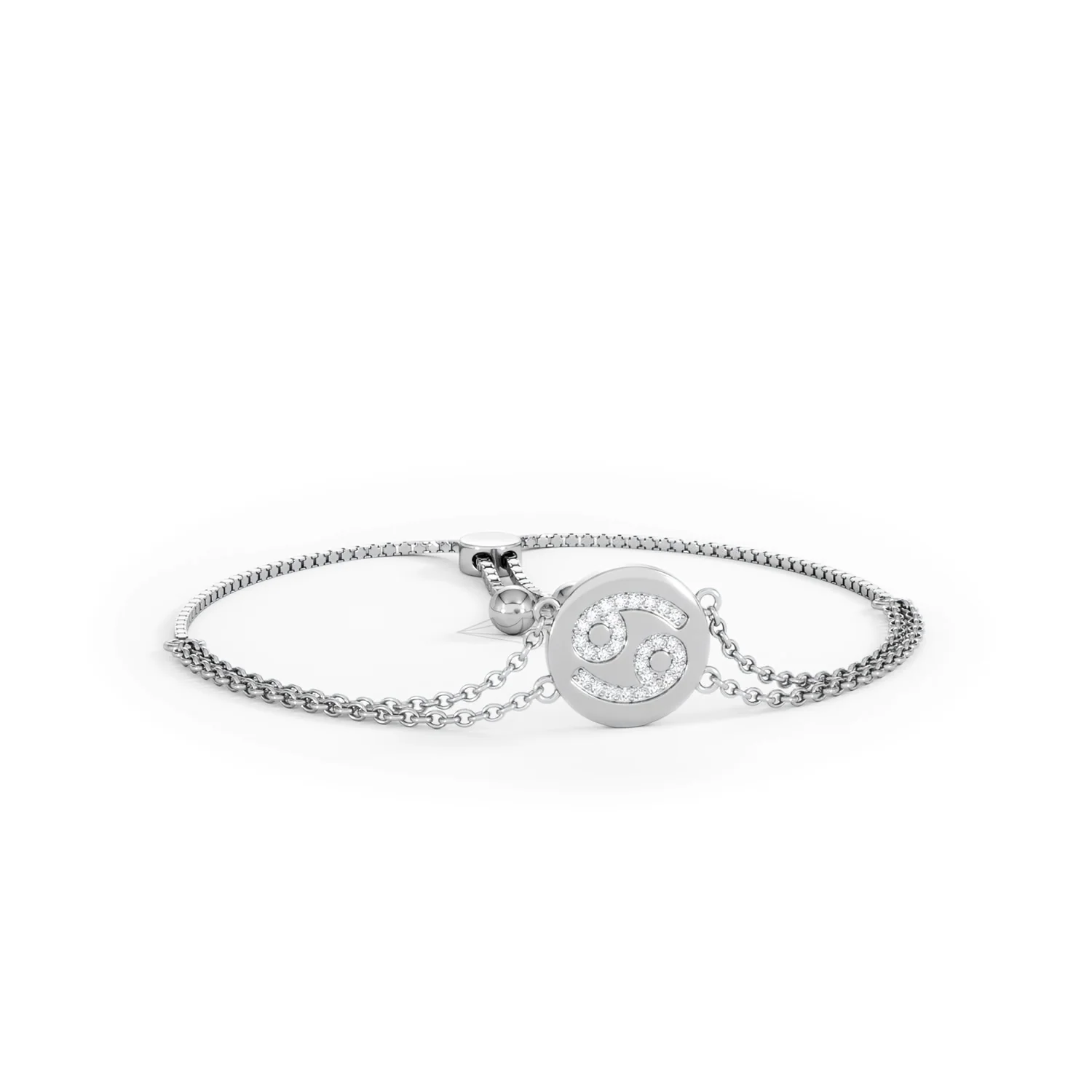 Astrology Cancer 0.07ct Lab Grown Diamond Adjustable Medallion Bracelet Sterling Silver - Image 12