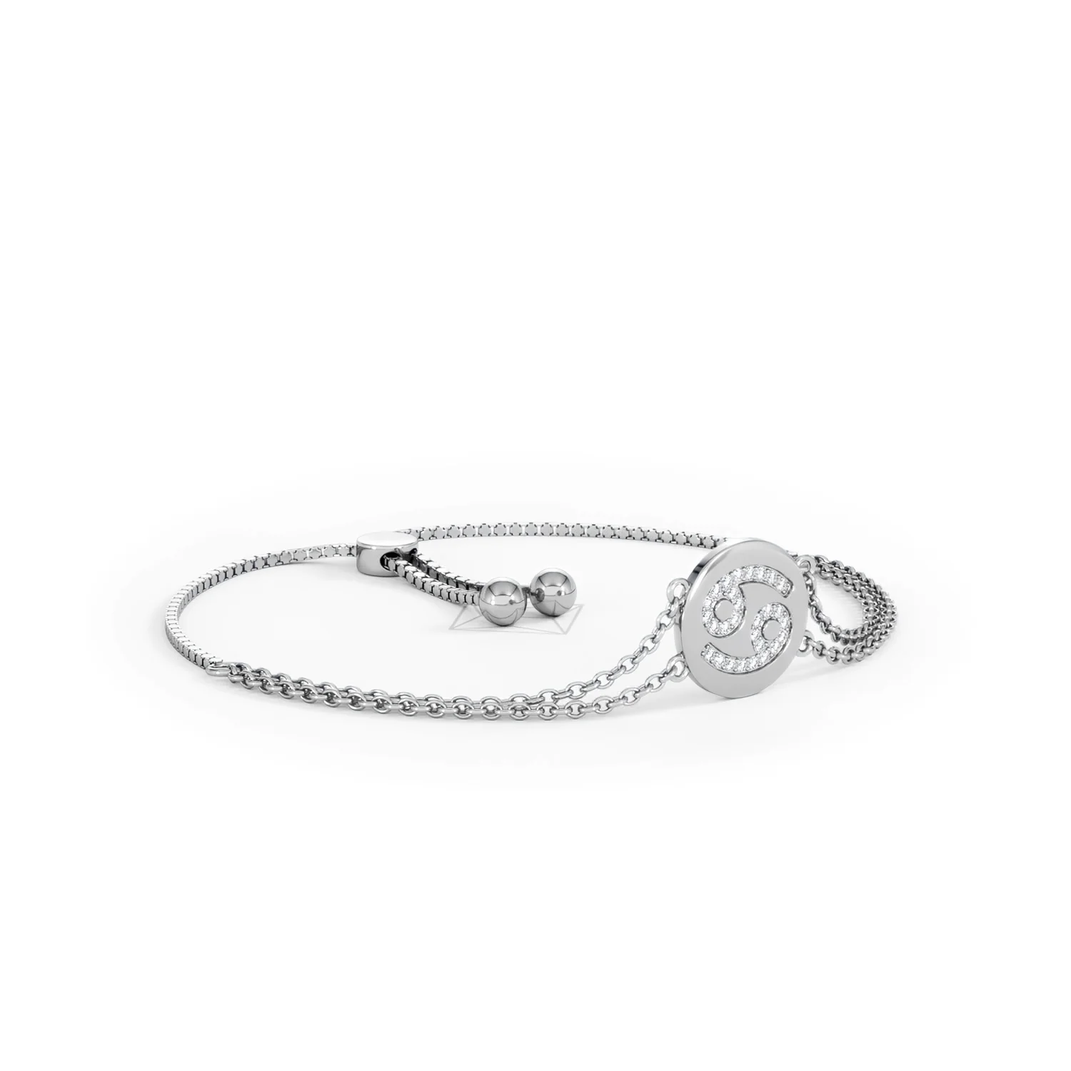 Astrology Cancer 0.07ct Lab Grown Diamond Adjustable Medallion Bracelet Sterling Silver - Image 17