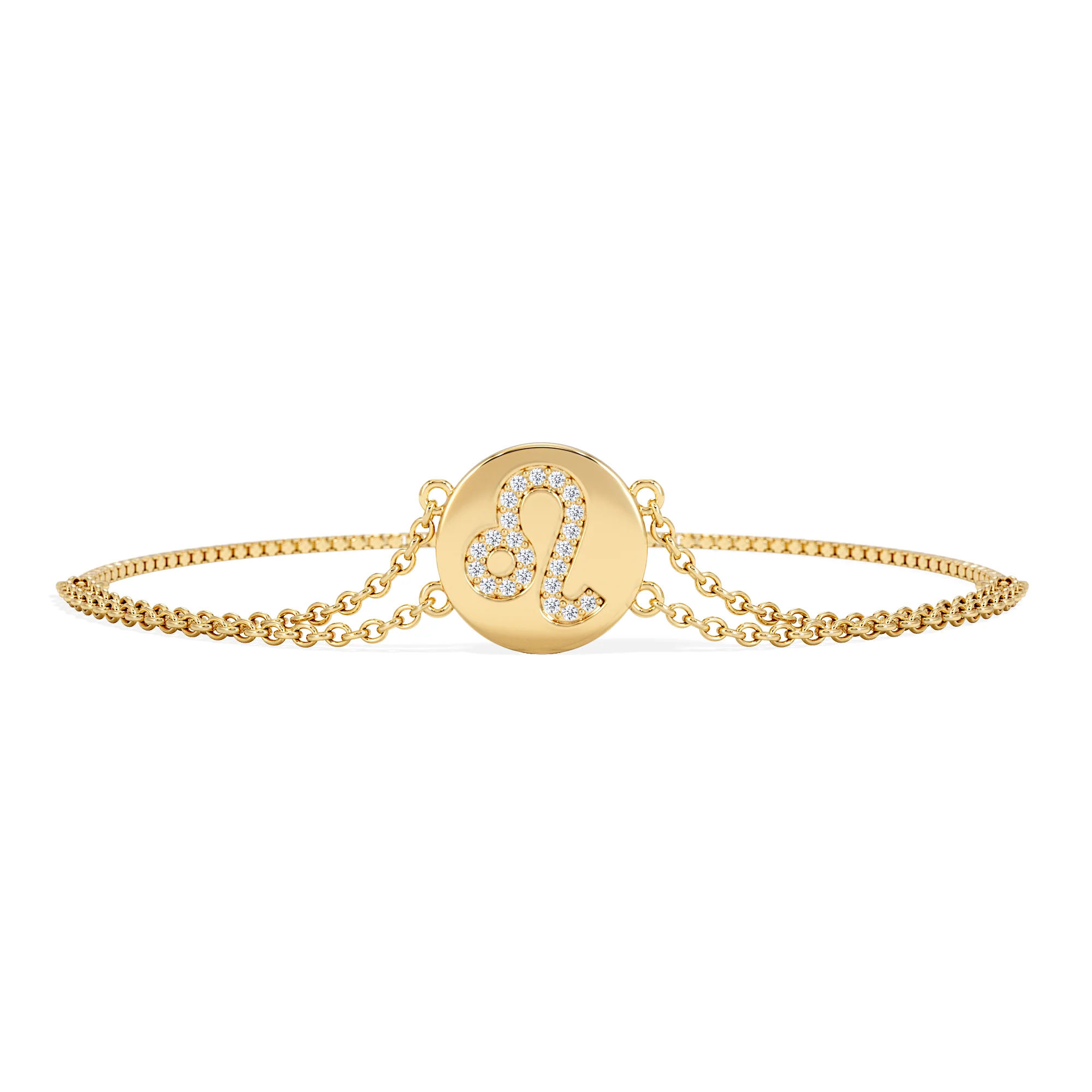 Astrology Leo 0.07ct Lab Grown Diamond Adjustable Medallion Bracelet 18K Gold Vermeil - Image 3