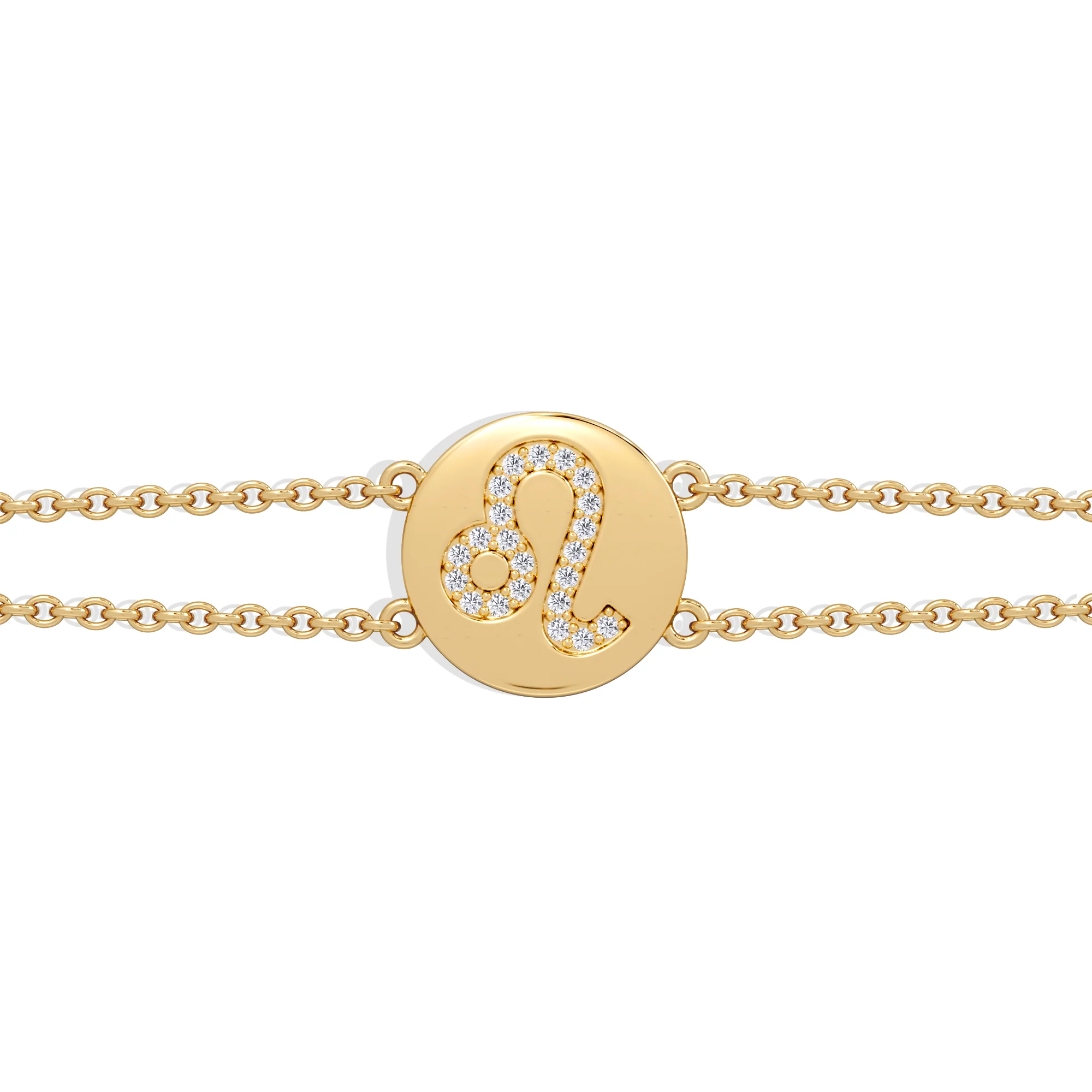 Astrology Leo 0.07ct Lab Grown Diamond Adjustable Medallion Bracelet 18K Gold Vermeil - Image 5