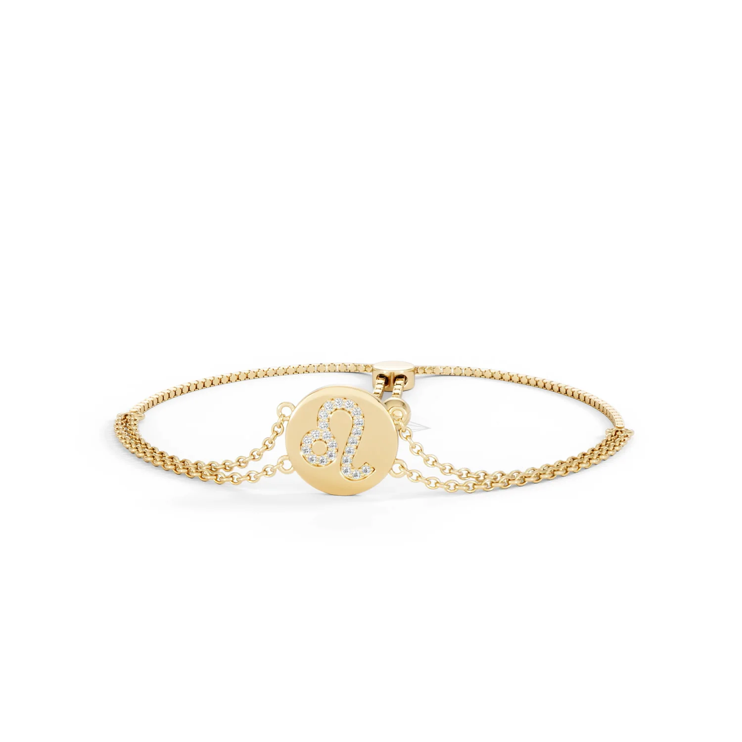 Astrology Leo 0.07ct Lab Grown Diamond Adjustable Medallion Bracelet 18K Gold Vermeil - Image 87