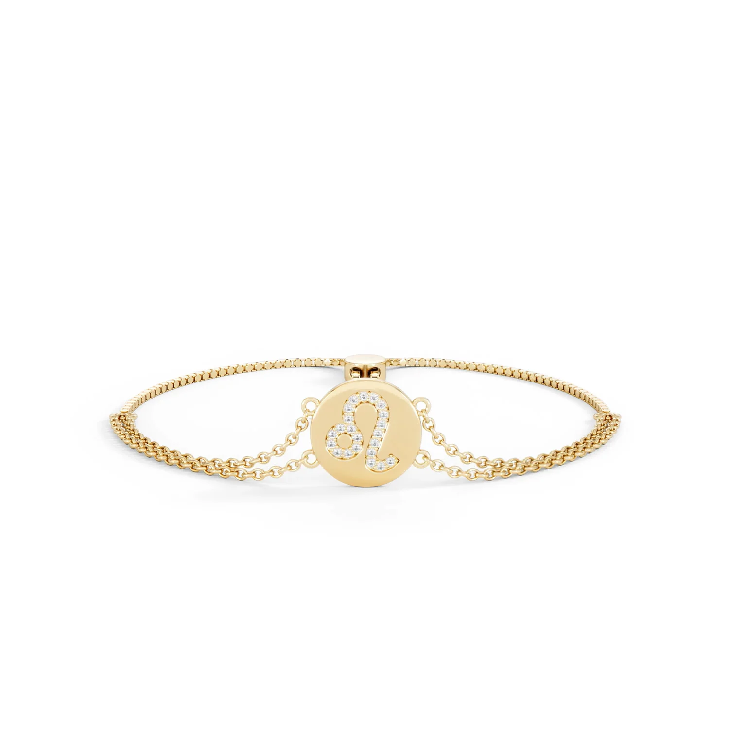Astrology Leo 0.07ct Lab Grown Diamond Adjustable Medallion Bracelet 18K Gold Vermeil - Image 9