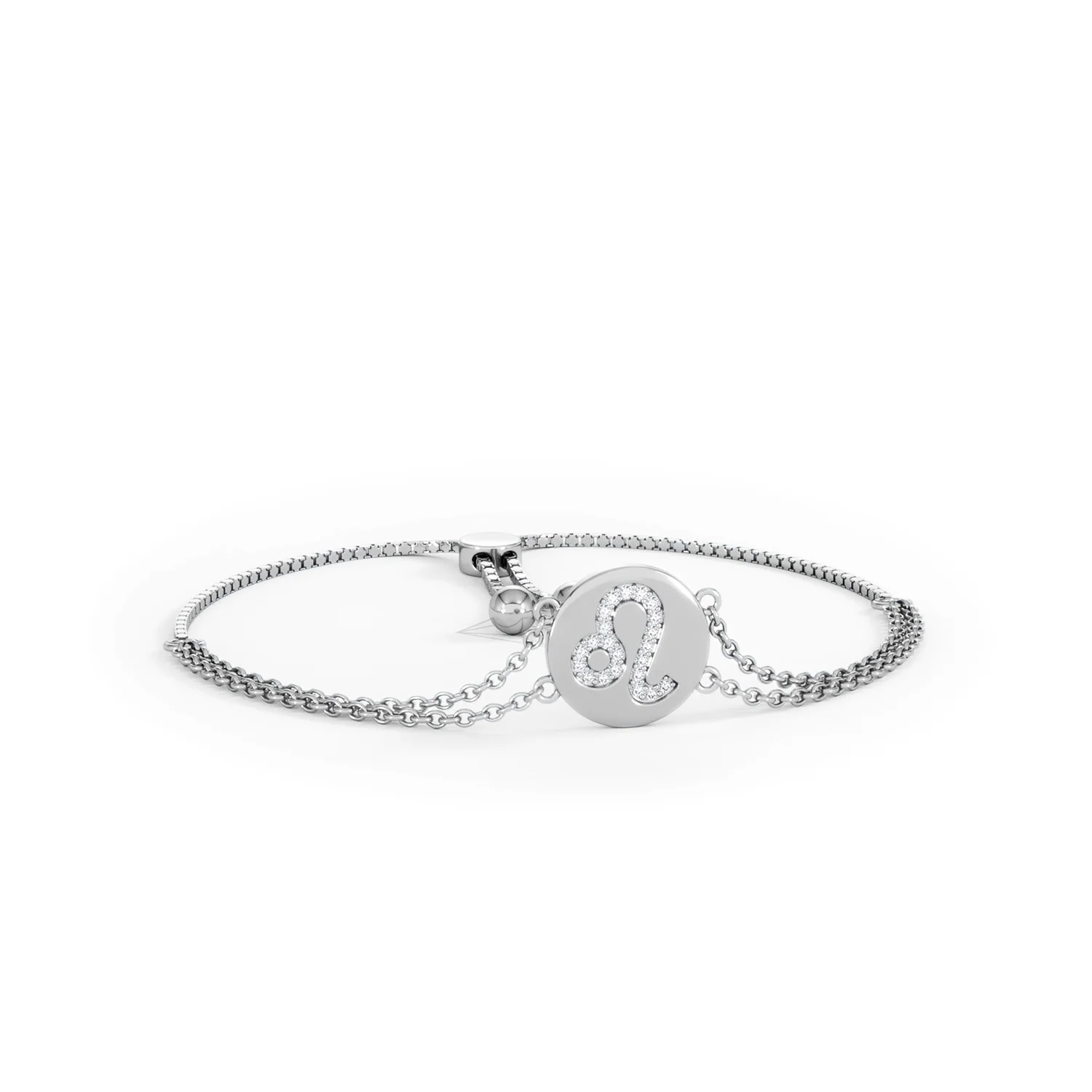 Astrology Leo 0.07ct Lab Grown Diamond Adjustable Medallion Bracelet Sterling Silver - Image 12