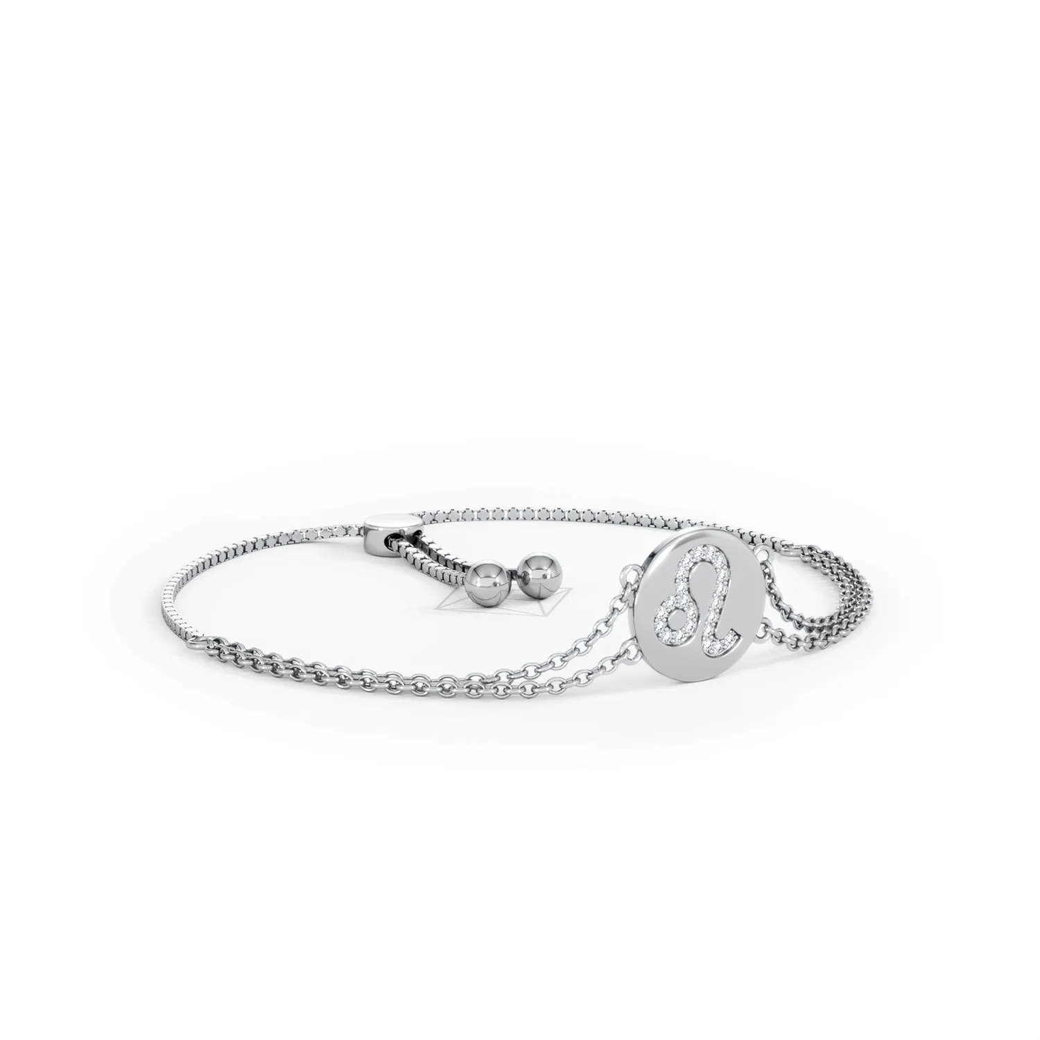 Astrology Leo 0.07ct Lab Grown Diamond Adjustable Medallion Bracelet Sterling Silver - Image 16