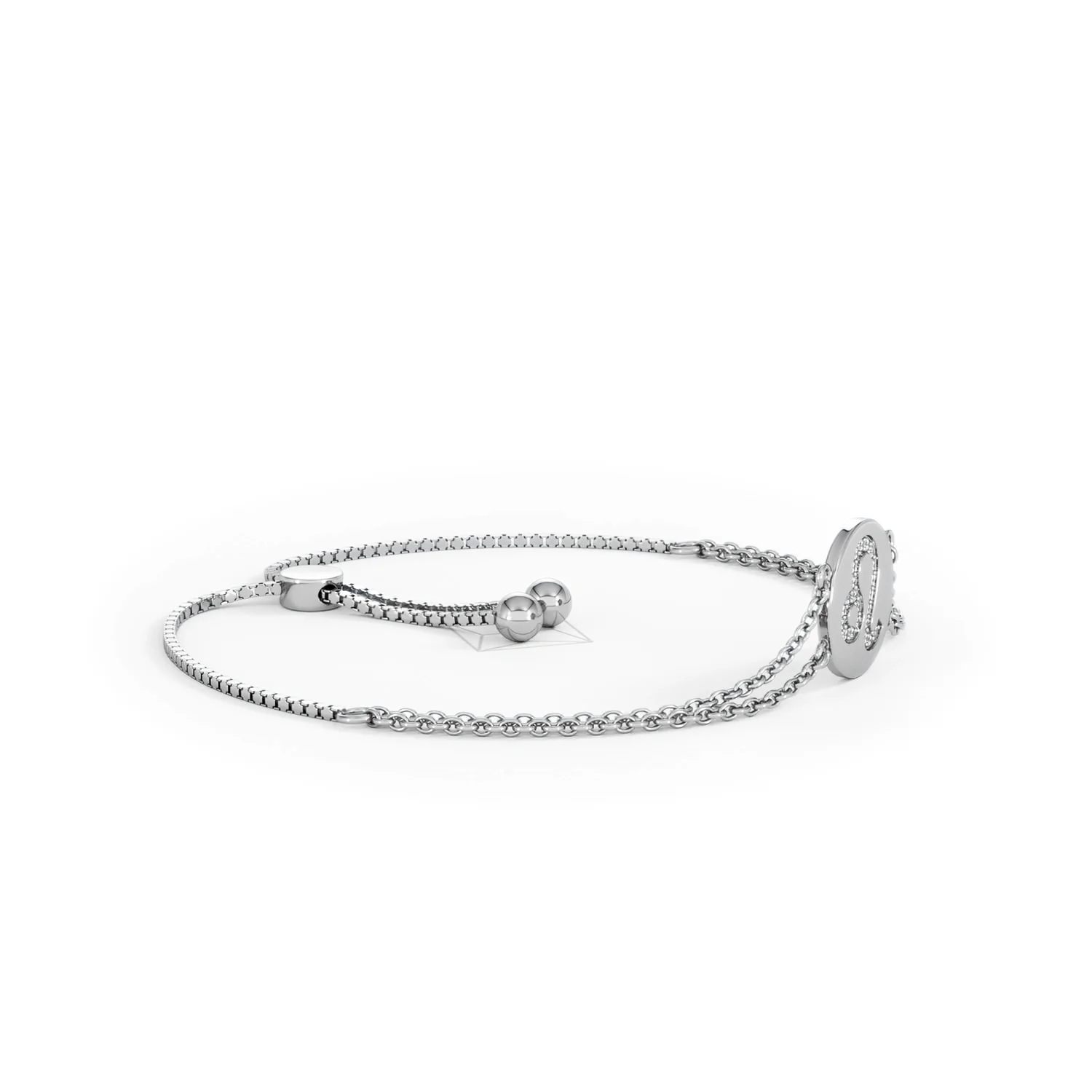Astrology Leo 0.07ct Lab Grown Diamond Adjustable Medallion Bracelet Sterling Silver - Image 23
