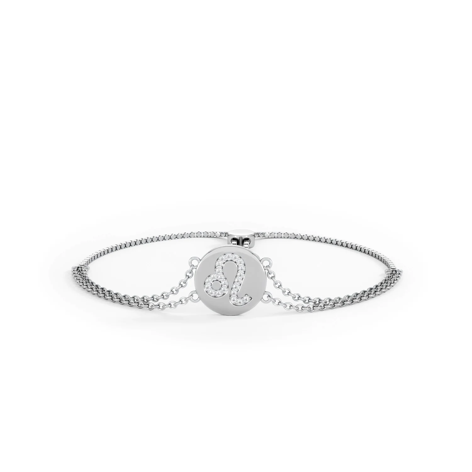 Astrology Leo 0.07ct Lab Grown Diamond Adjustable Medallion Bracelet Sterling Silver - Image 88