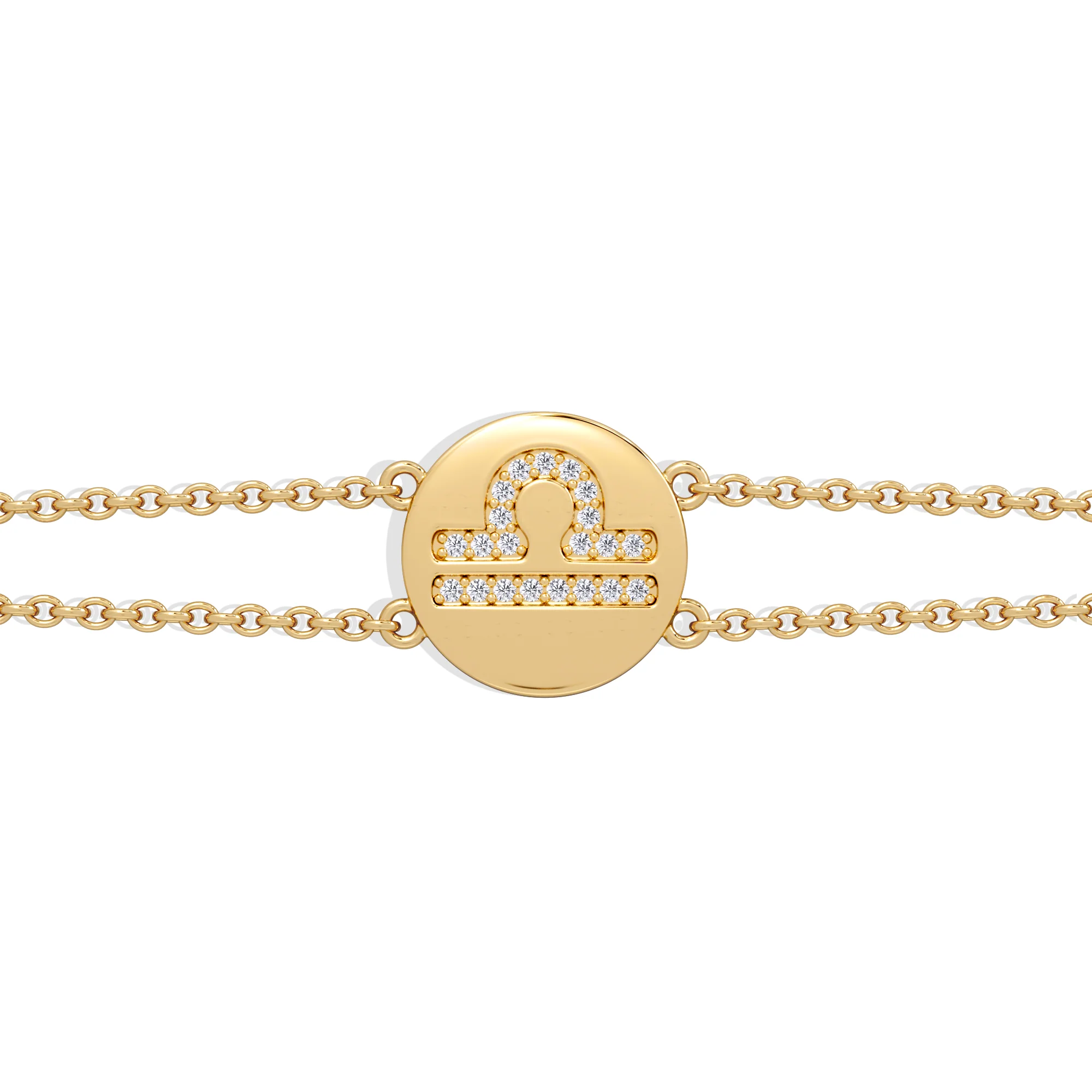 Astrology Libra 0.07ct Lab Grown Diamond Adjustable Medallion Bracelet 18K Gold Vermeil - Image 5