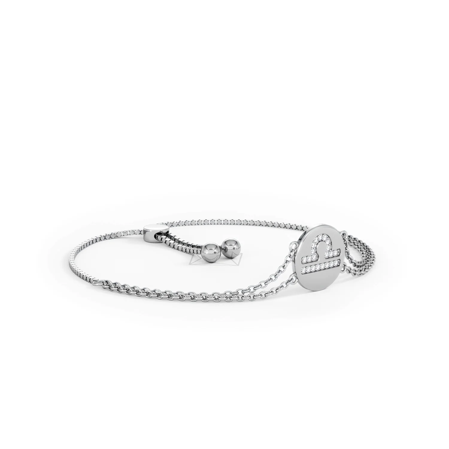 Astrology Libra 0.07ct Lab Grown Diamond Adjustable Medallion Bracelet Sterling Silver - Image 18
