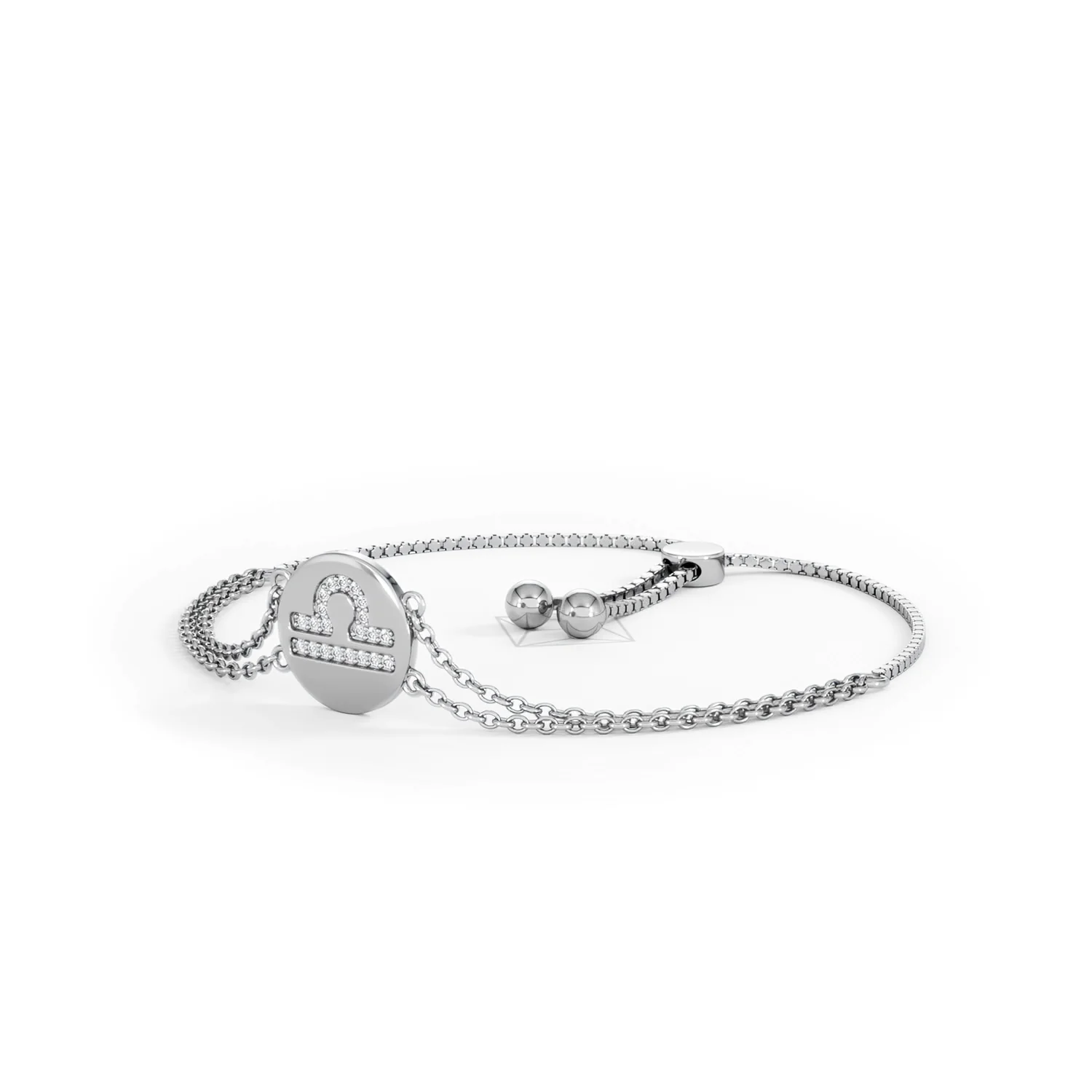 Astrology Libra 0.07ct Lab Grown Diamond Adjustable Medallion Bracelet Sterling Silver - Image 81
