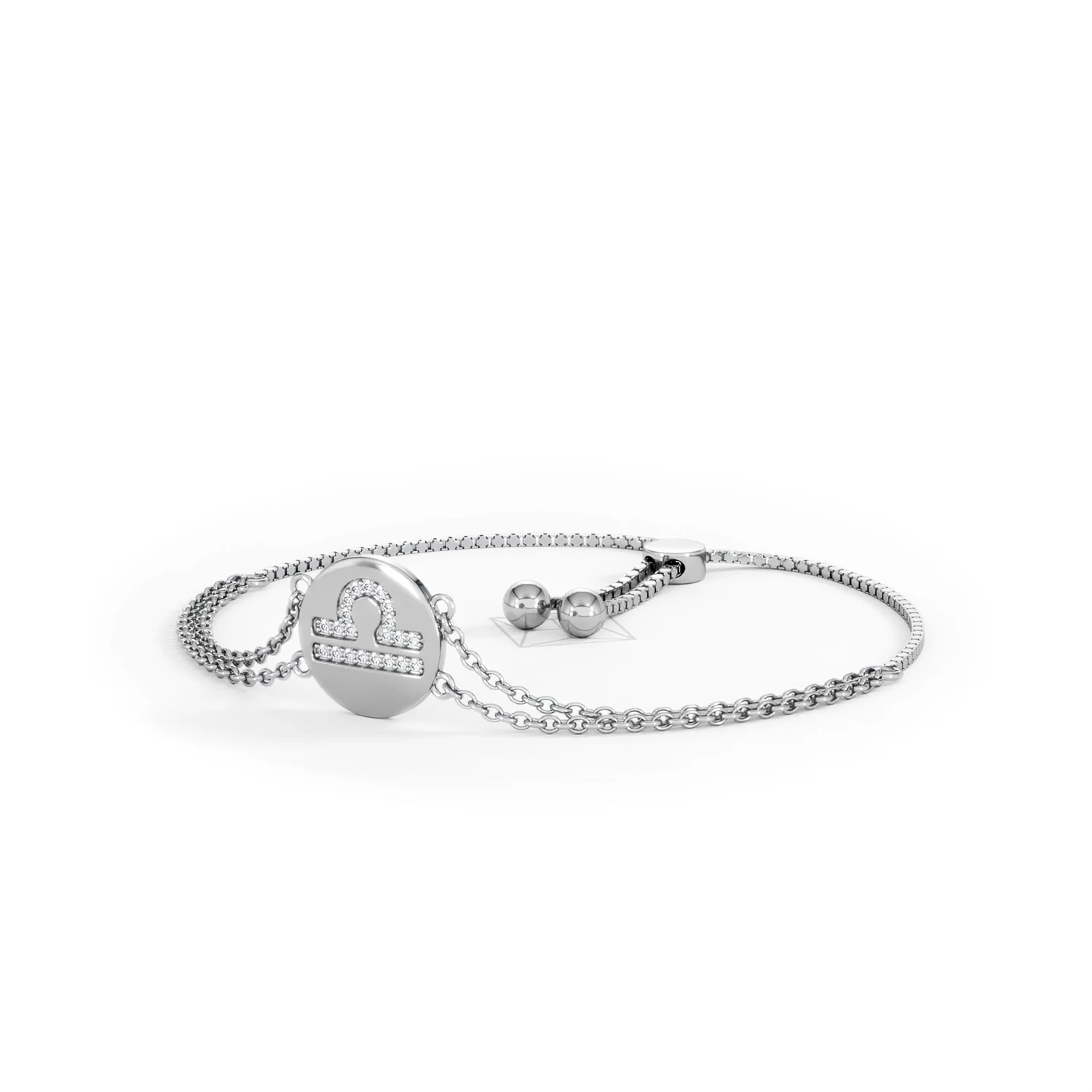 Astrology Libra 0.07ct Lab Grown Diamond Adjustable Medallion Bracelet Sterling Silver - Image 82