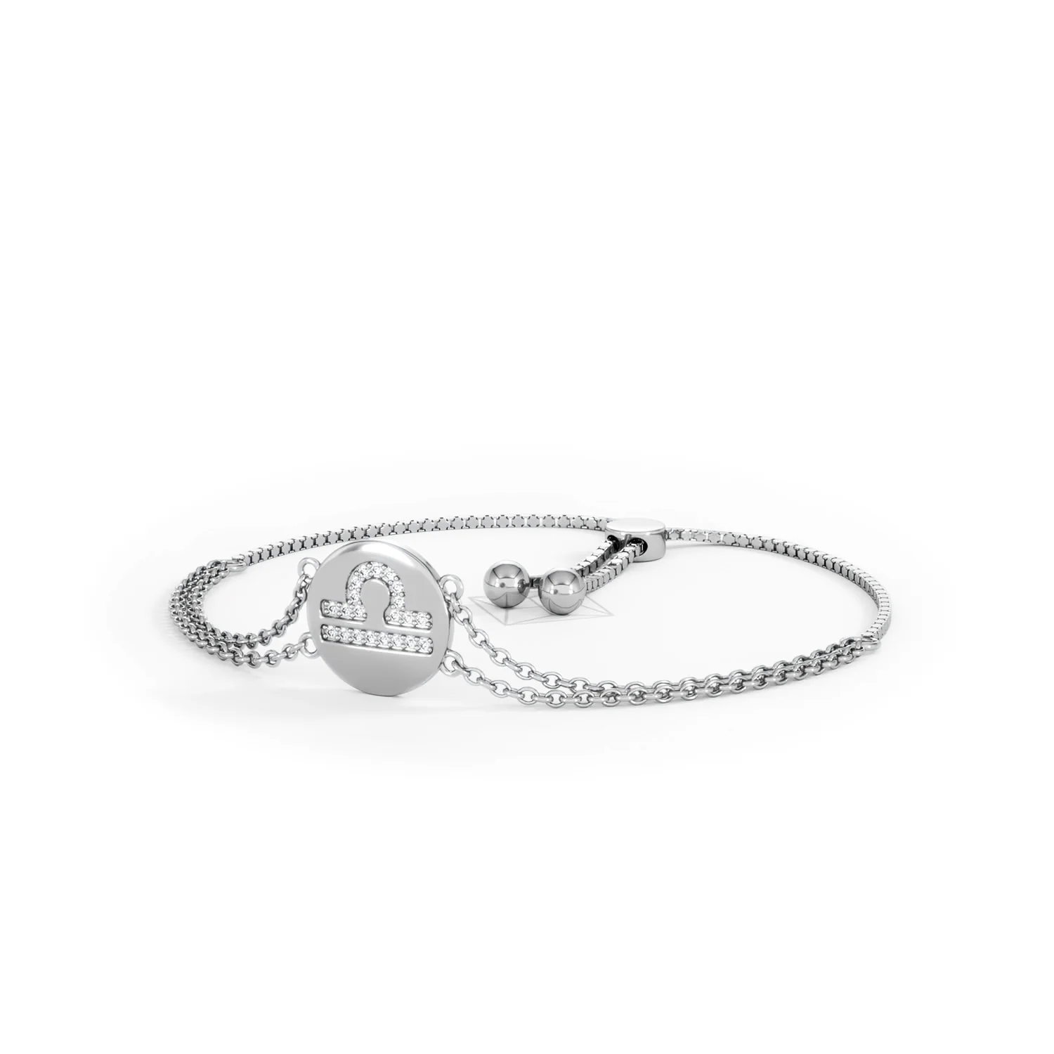 Astrology Libra 0.07ct Lab Grown Diamond Adjustable Medallion Bracelet Sterling Silver - Image 83