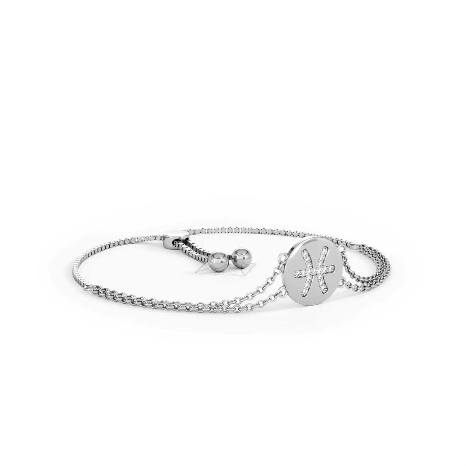 Astrology Pisces 0.07ct Lab Grown Diamond Adjustable Medallion Bracelet Sterling Silver - Image 16