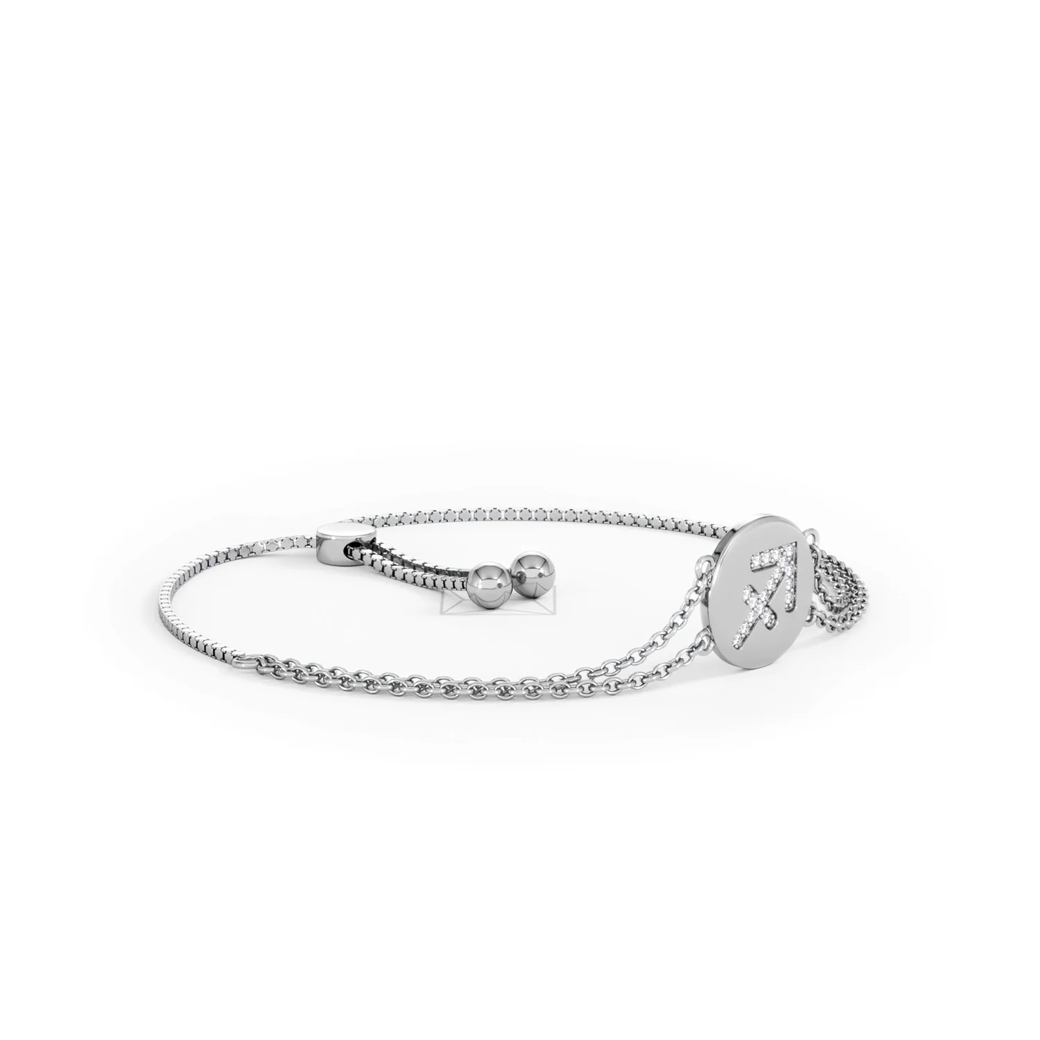 Astrology Sagittarius 0.07ct Lab Grown Diamond Adjustable Medallion Bracelet Sterling Silver - Image 19