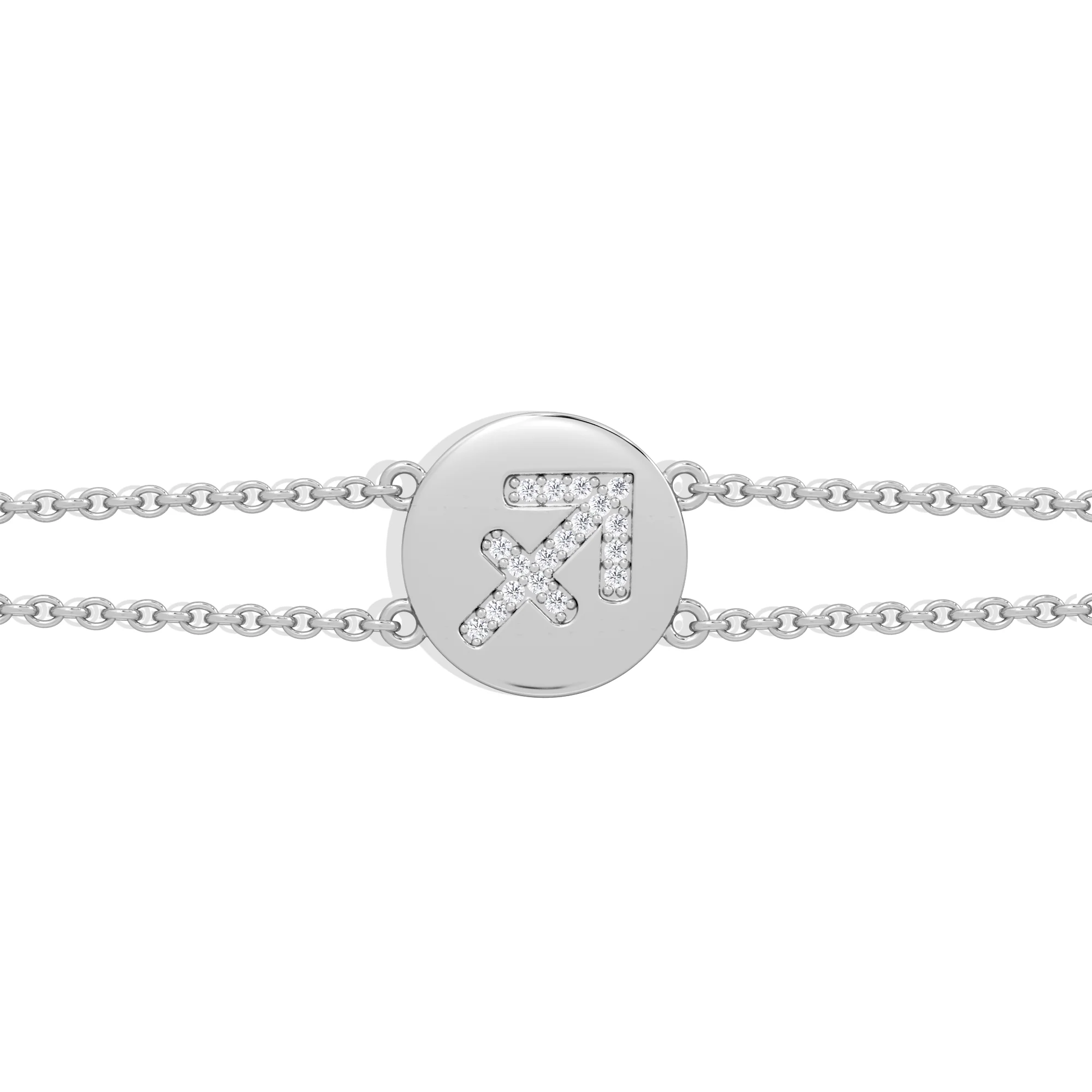 Astrology Sagittarius 0.07ct Lab Grown Diamond Adjustable Medallion Bracelet Sterling Silver - Image 5